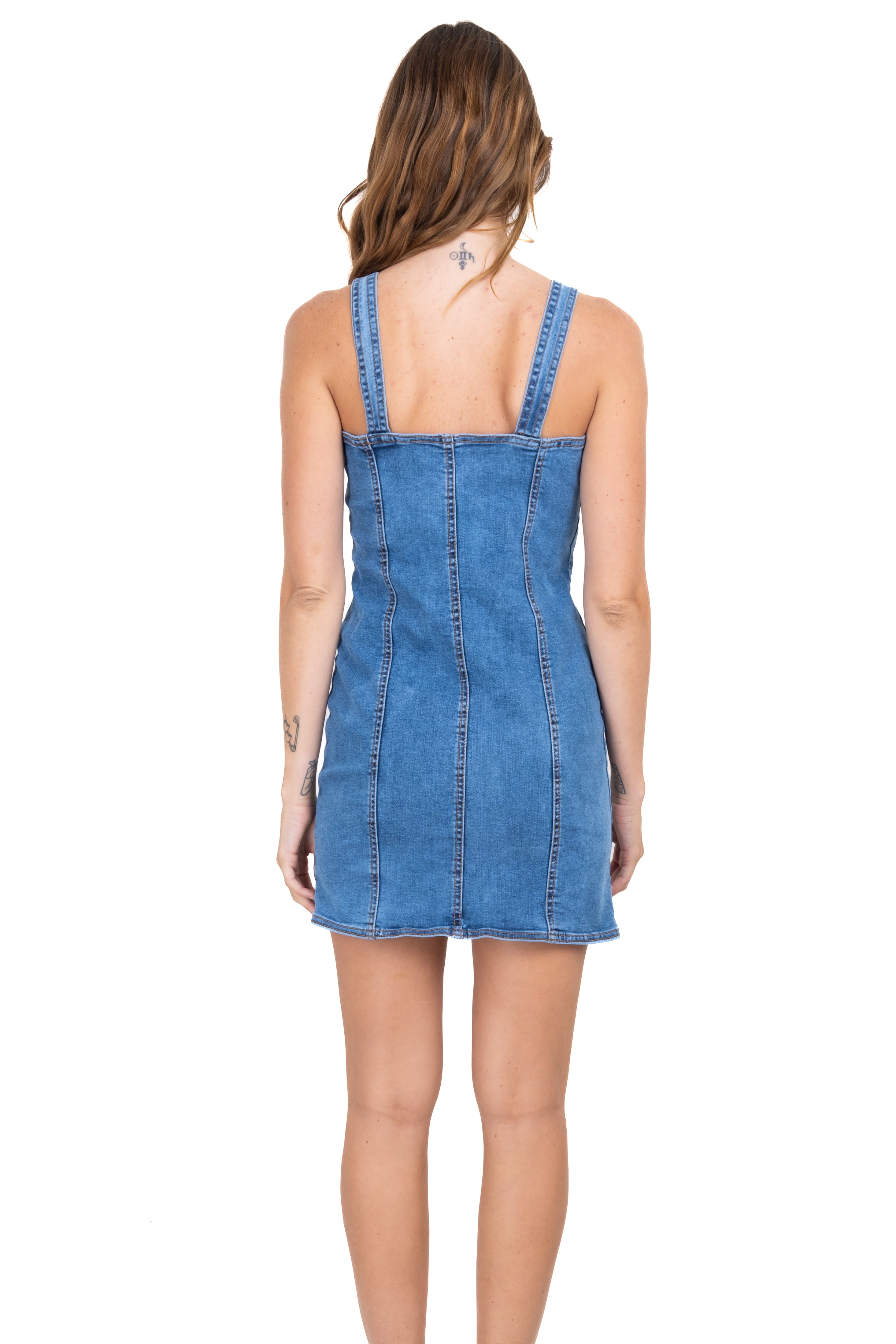 Vestido mini denim botones STONE MEDIO