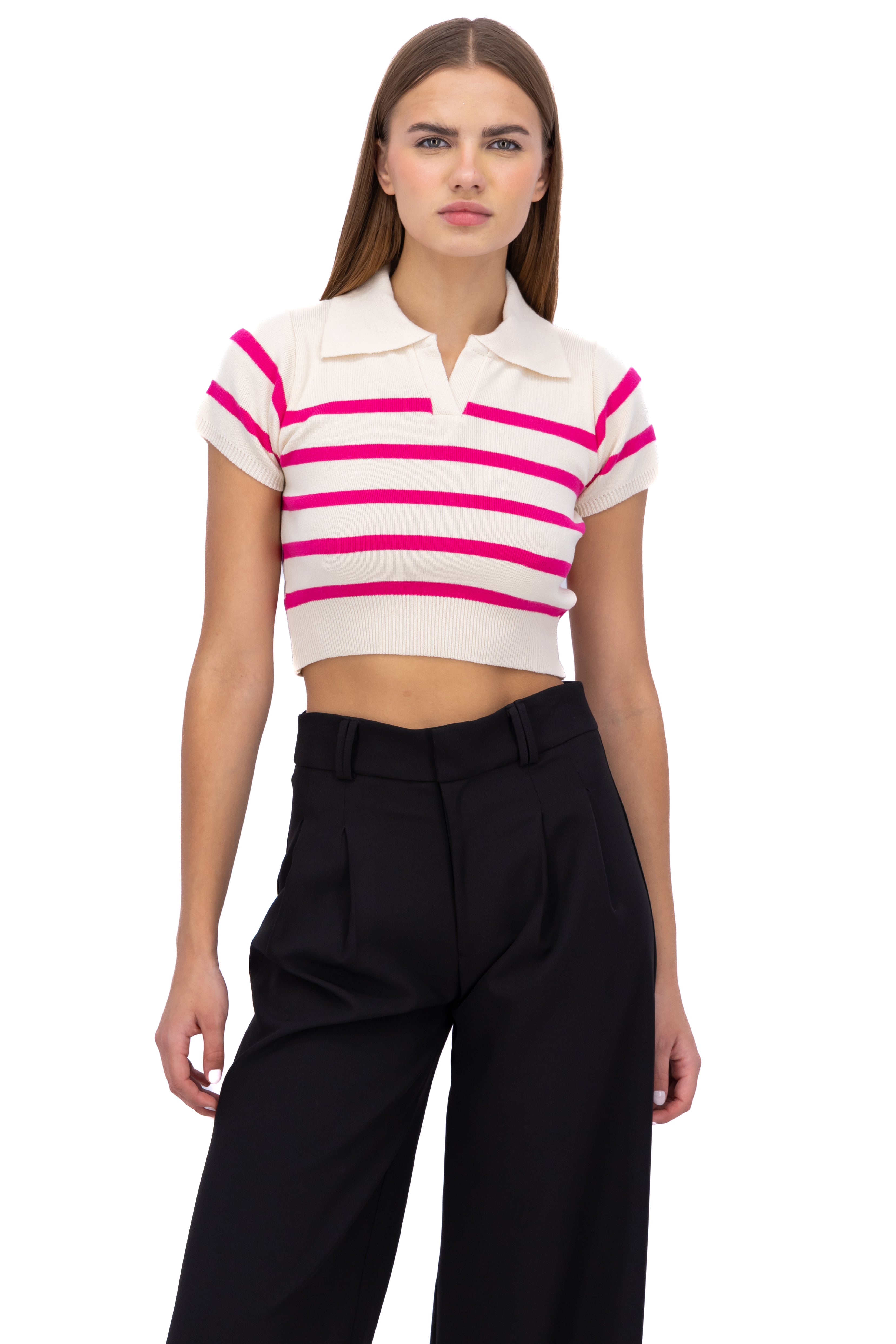 Top tejido cuello polo rayas FIUSHA