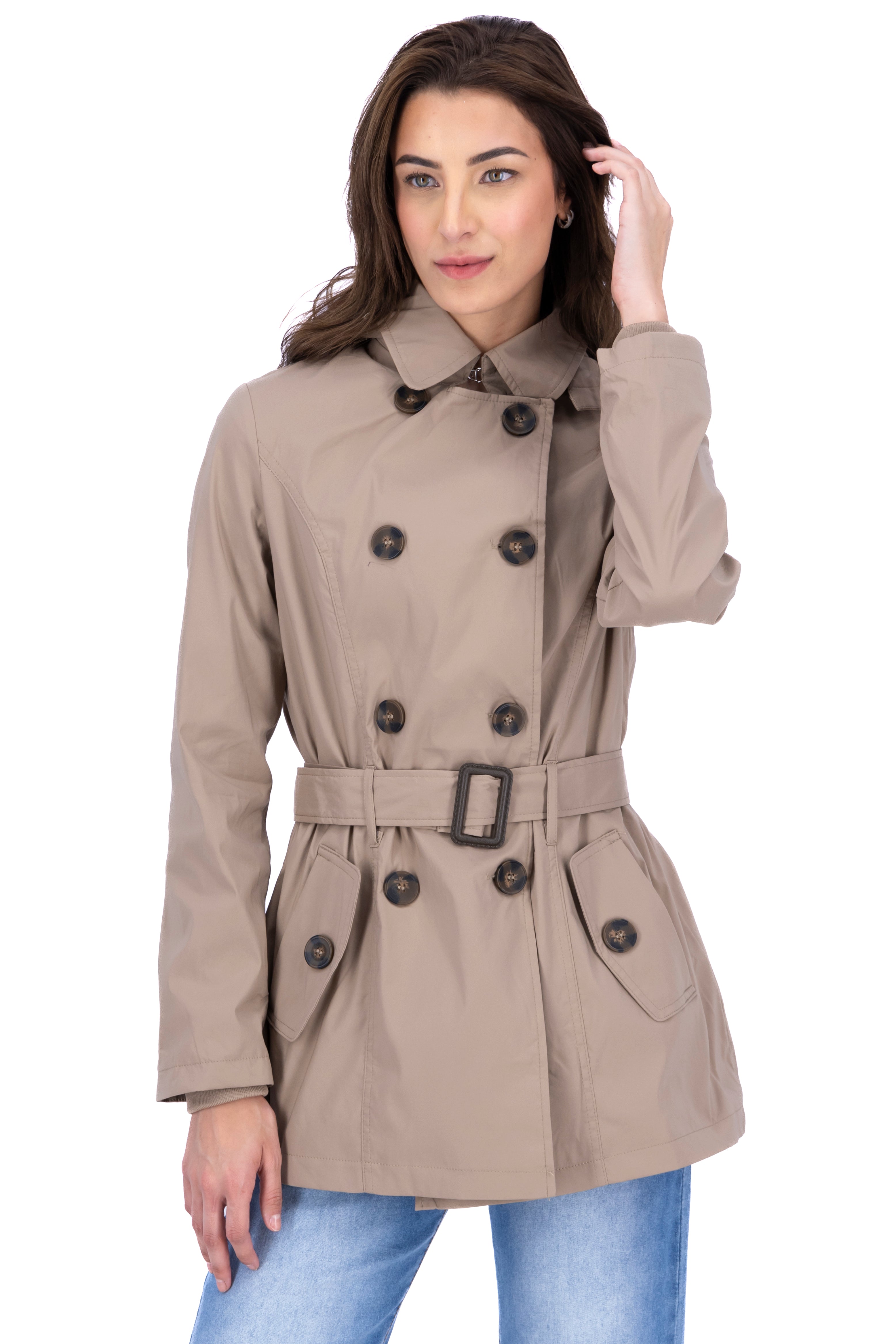 Gabardina Botones Gorro KHAKI