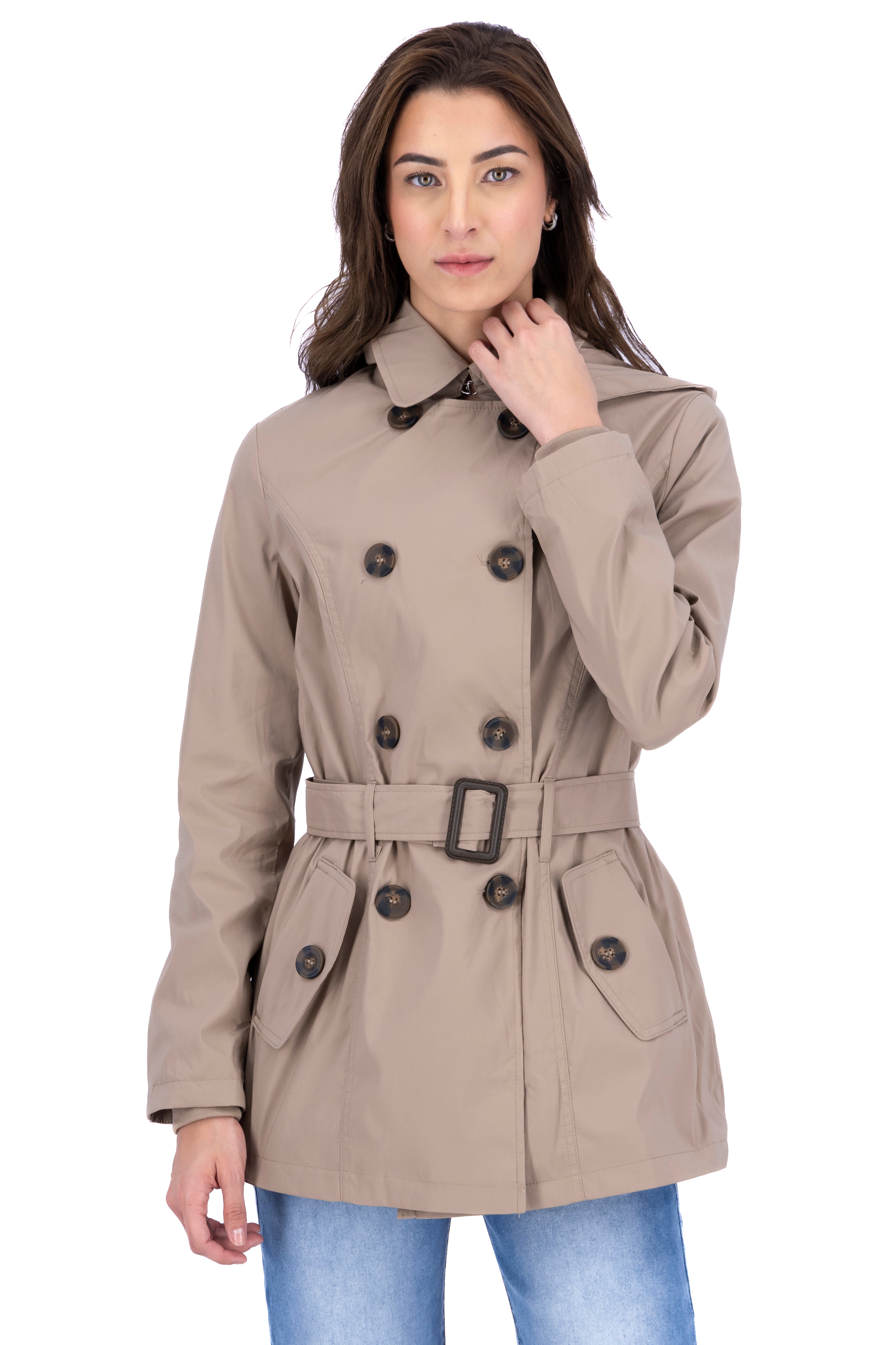 Gabardina Botones Gorro KHAKI