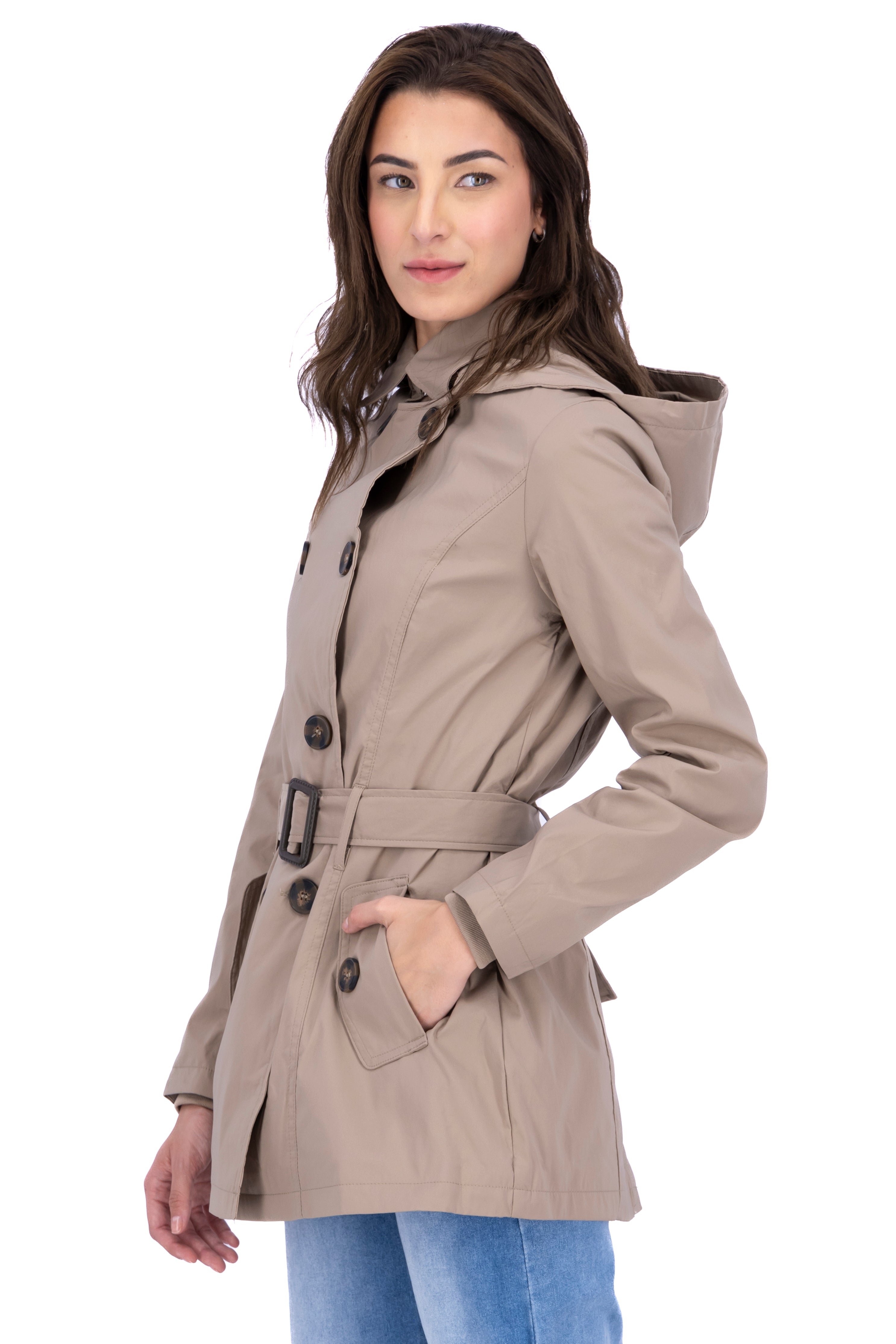 Gabardina Botones Gorro KHAKI