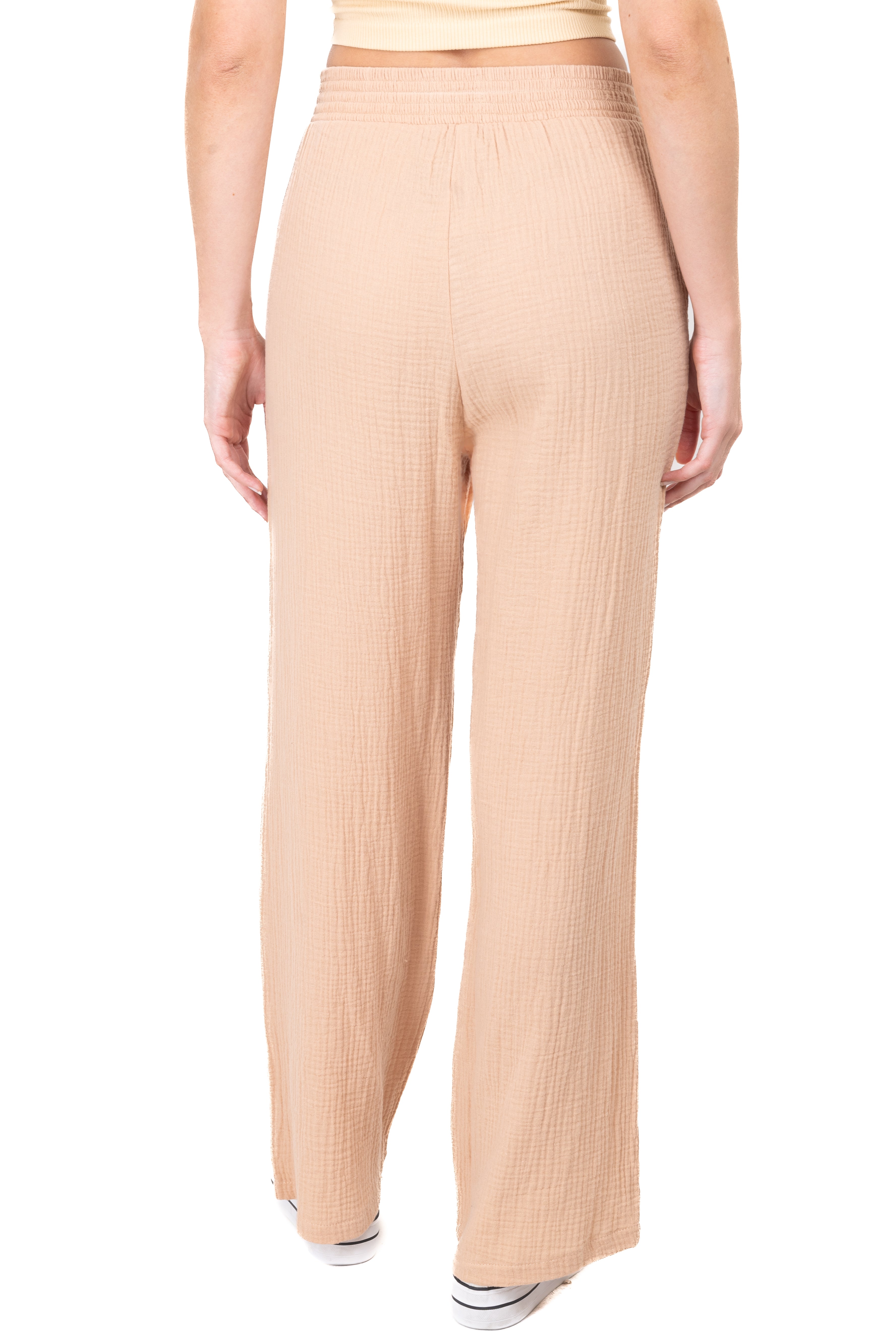 Texturized straight pants Khaki