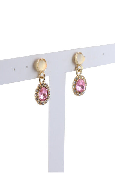 Aretes Largos Piedra Brillos ROSA