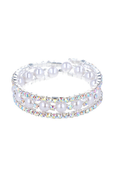 Cuff bracelet pearl shines SILVER