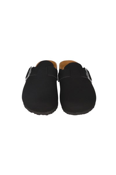 Zueco suede hebilla metálica NEGRO