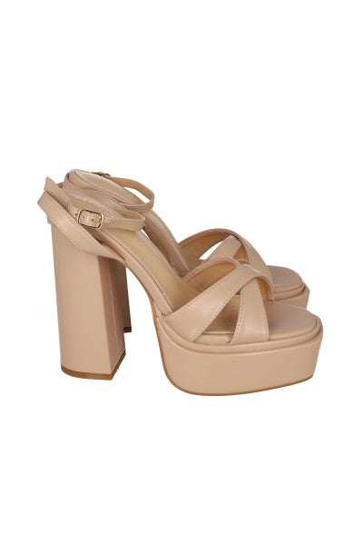 Tacon Plataforma Chunky Liso NUDE