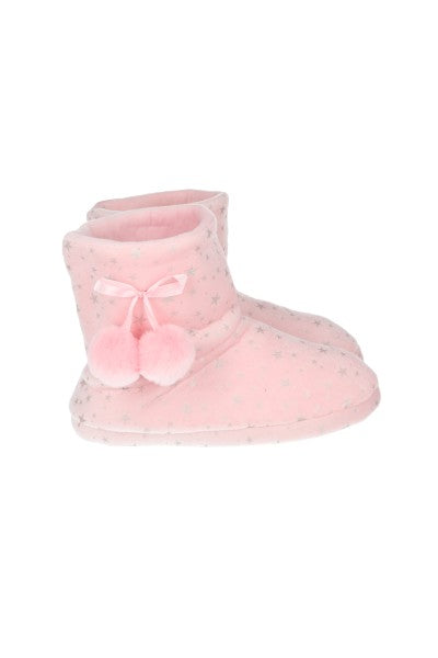 Pantuflas bota estrellas pompones PALO DE ROSA