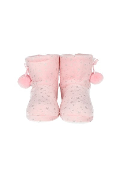 Pantuflas bota estrellas pompones PALO DE ROSA