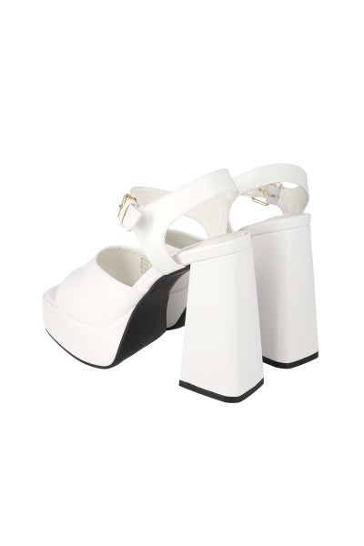 Tacón peep toe pulsera hebilla BLANCO