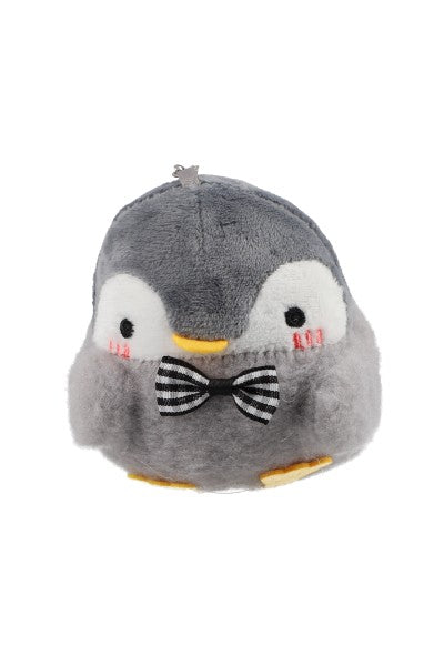 Llavero peluche pingüino moño GRIS