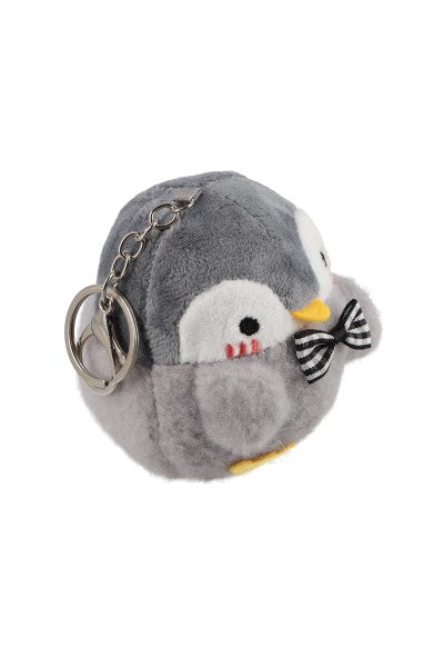 Llavero peluche pingüino moño GRIS