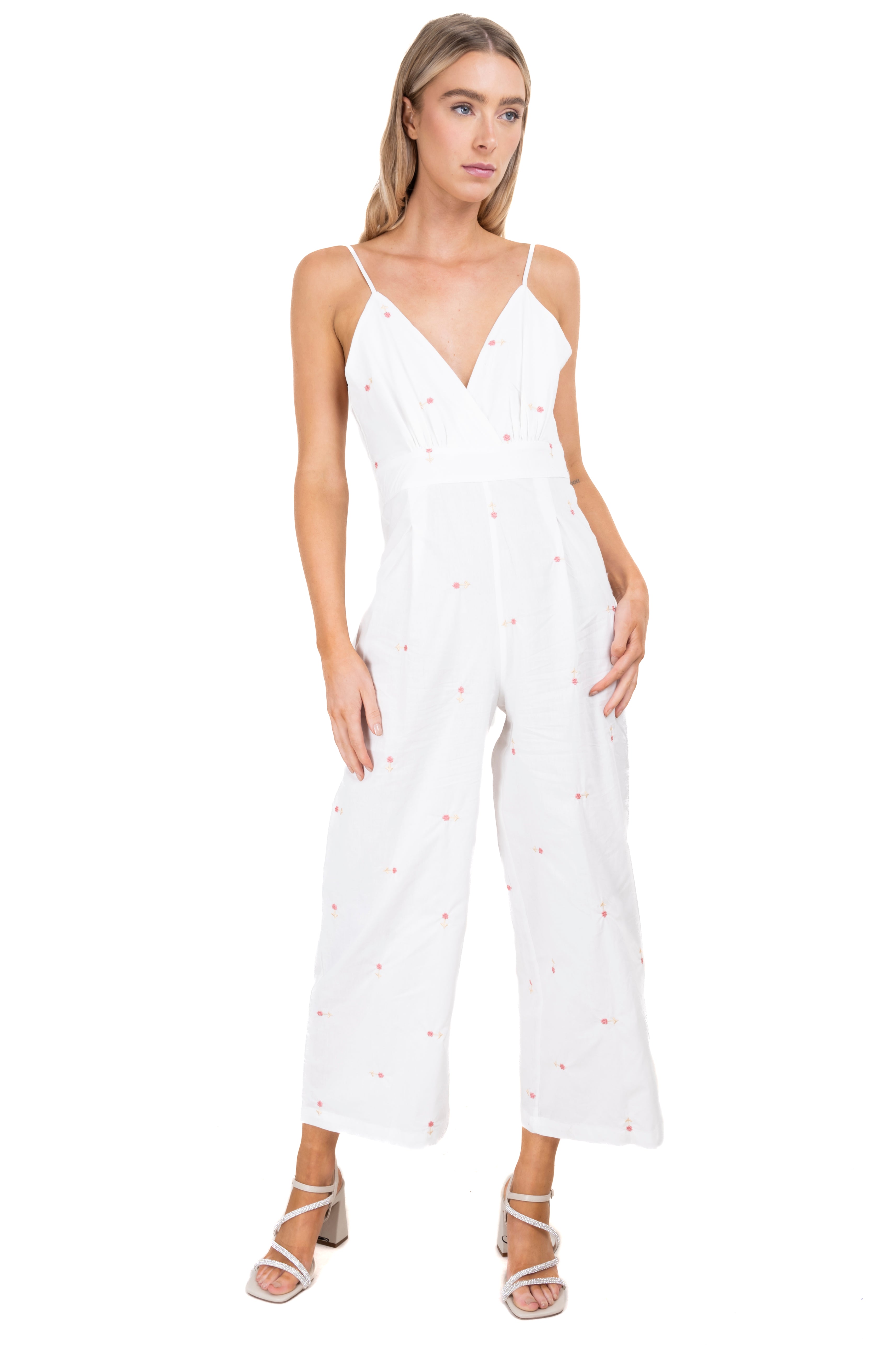 Jumpsuit tirantes flores moño BLANCO COMBO