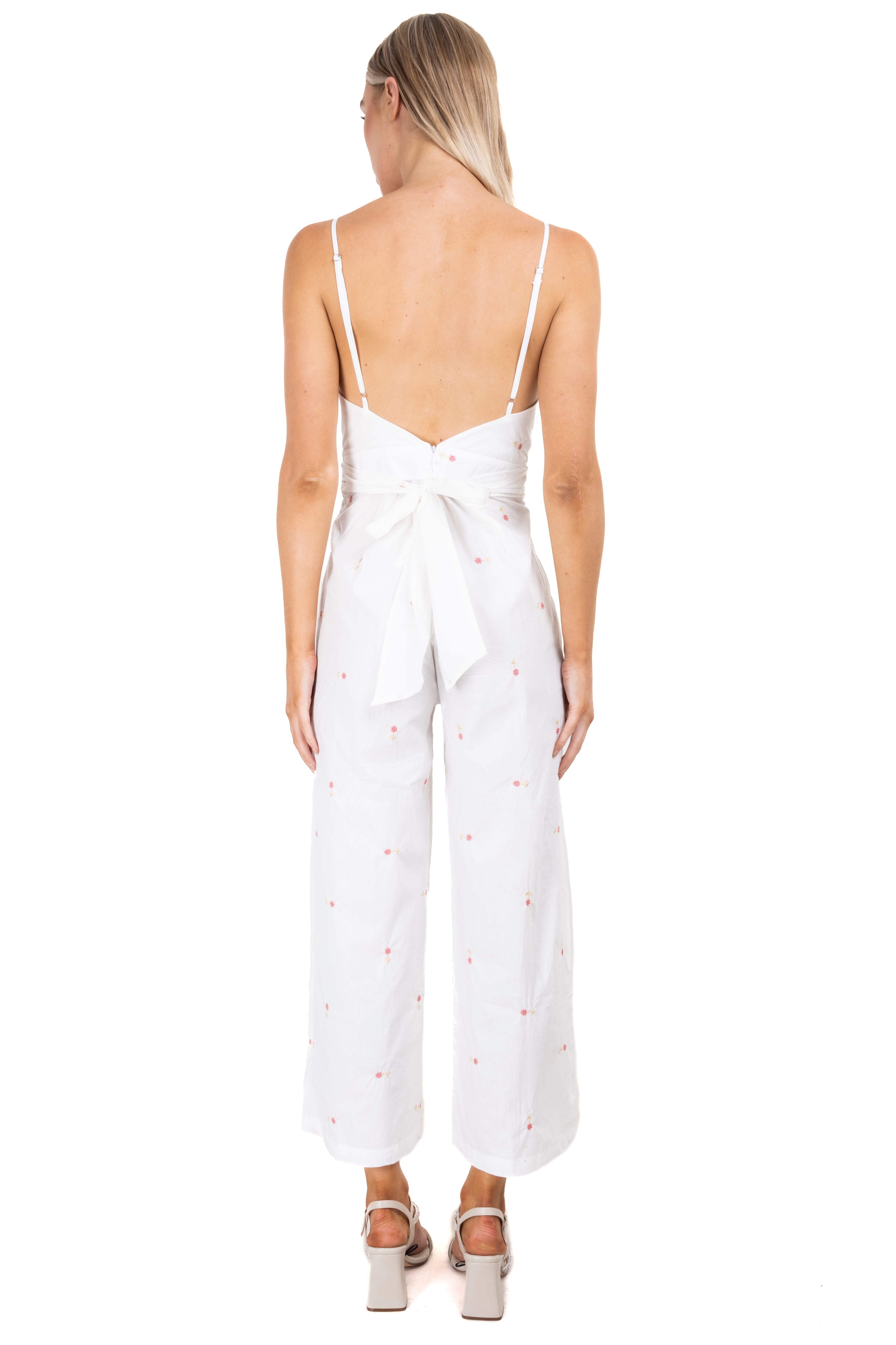 Jumpsuit tirantes flores moño BLANCO COMBO