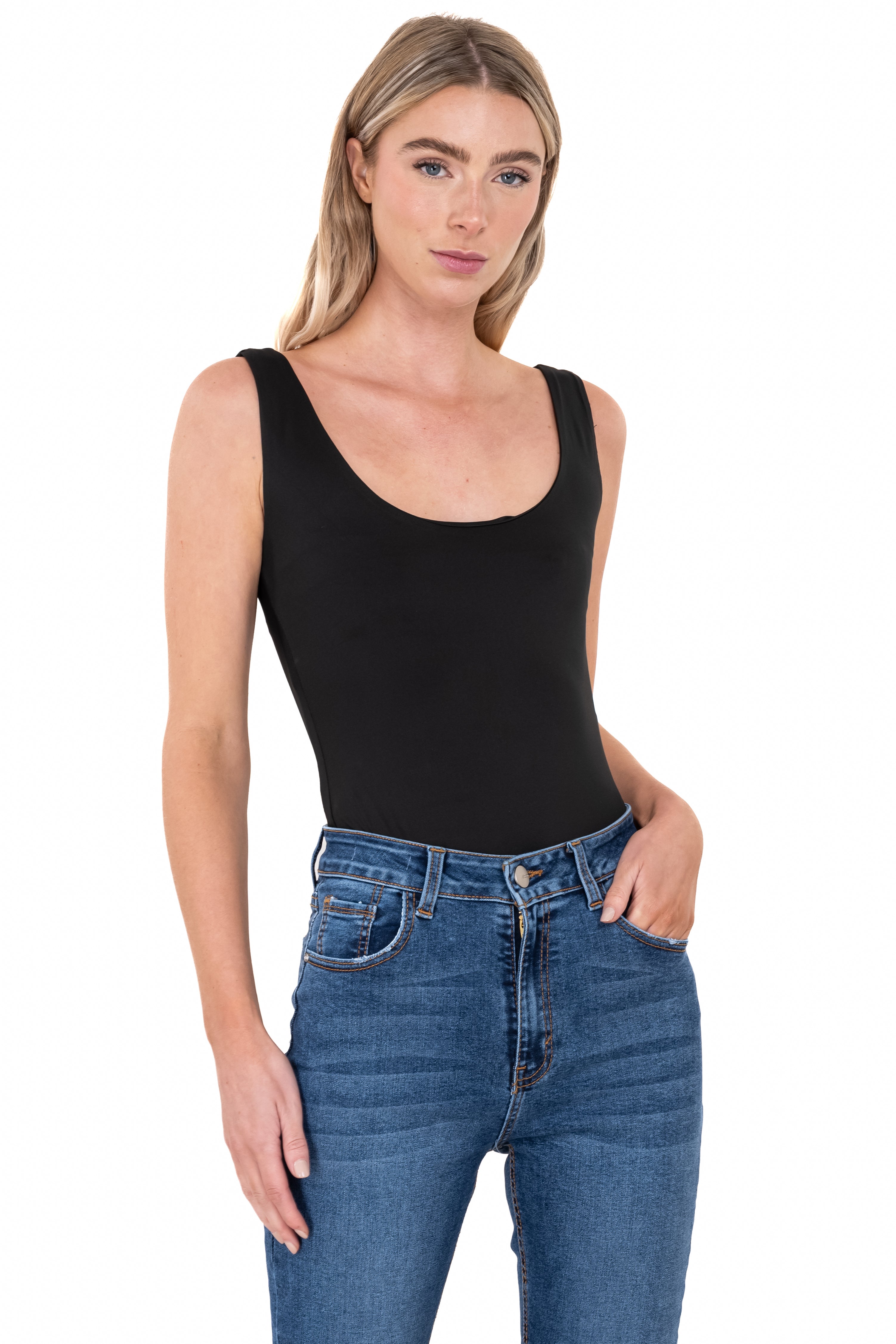 Bodysuit liso tirantes anchos NEGRO