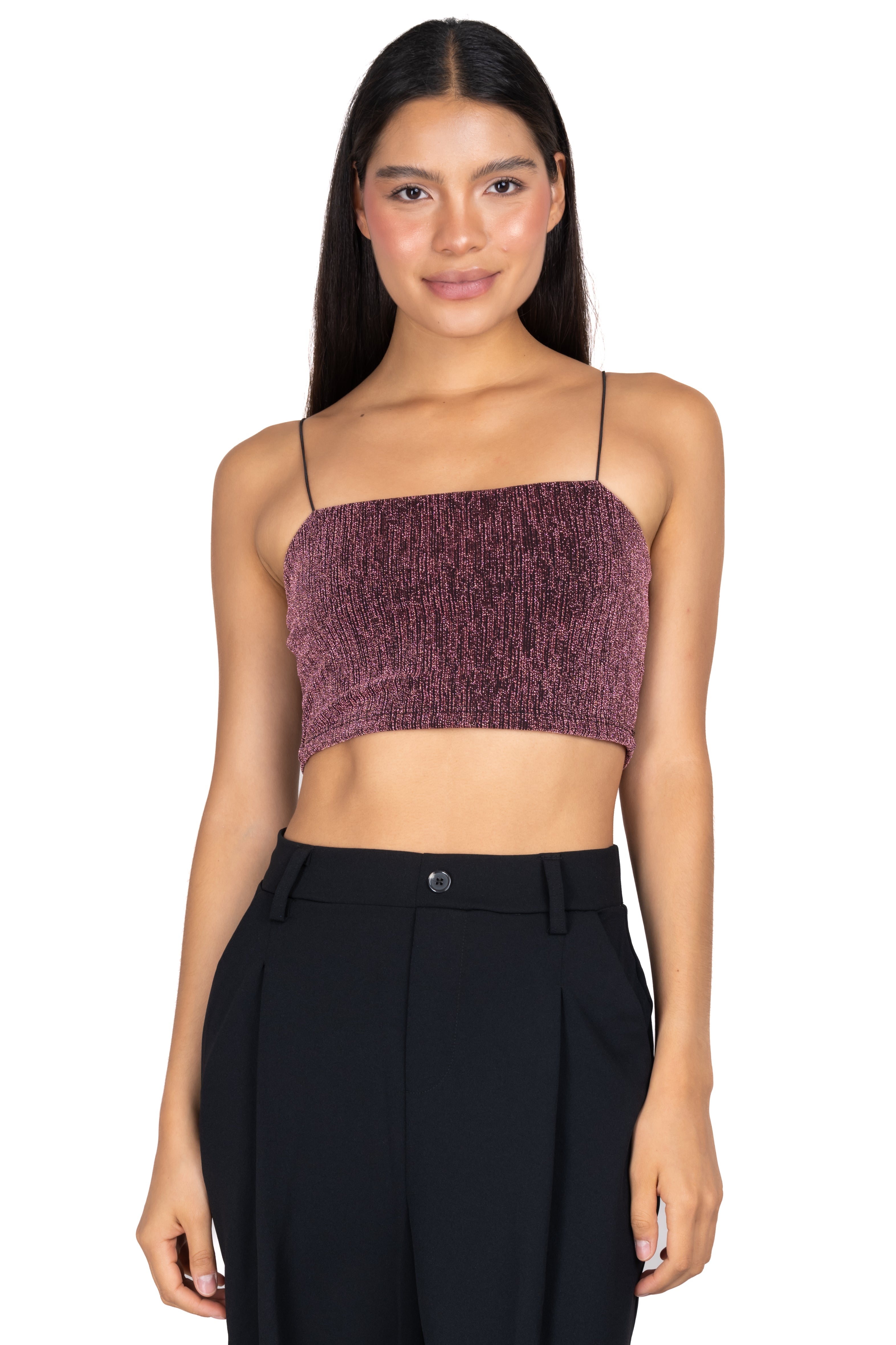 Top Crop Lurex Straps PINK