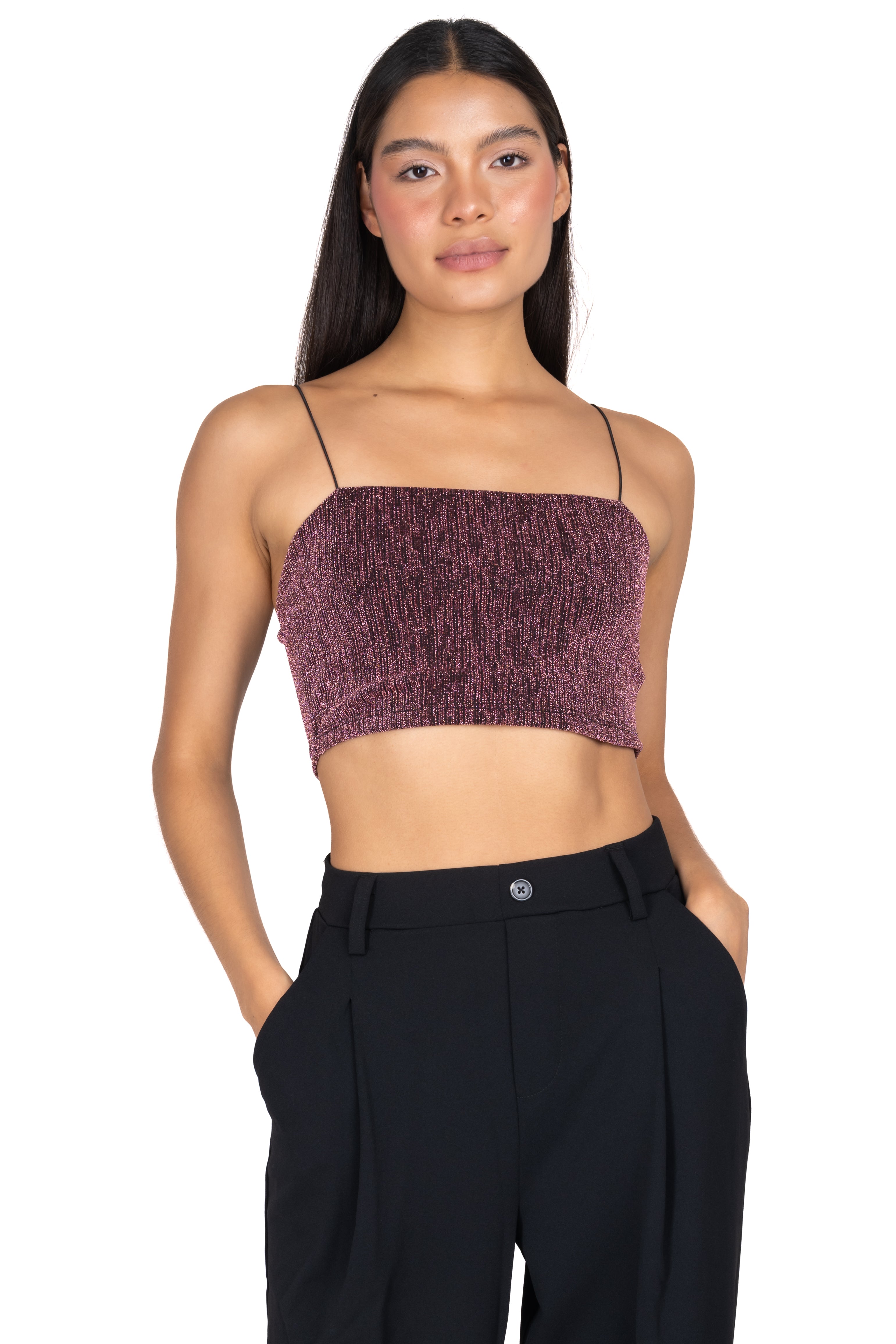 Top Crop Lurex Straps PINK