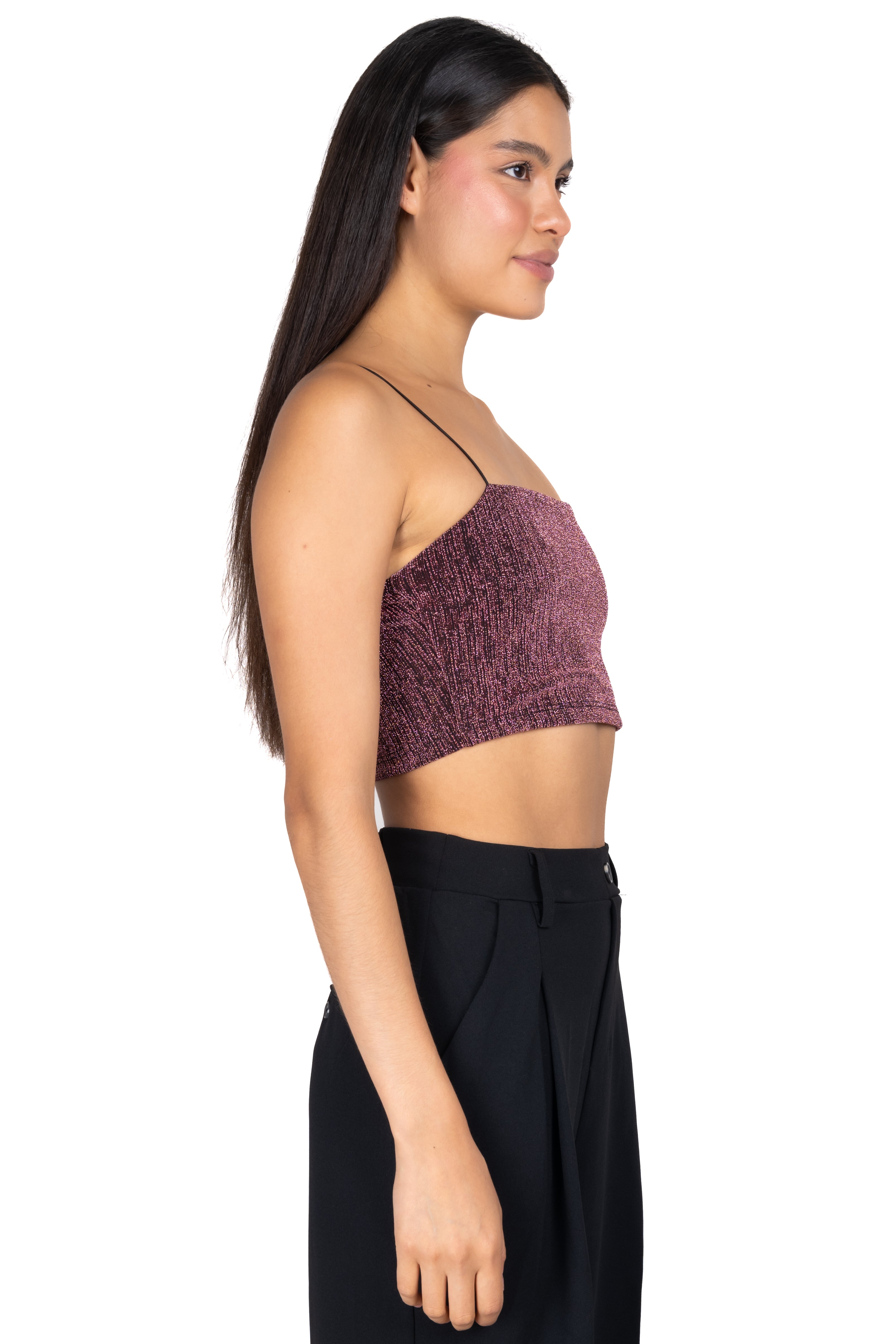 Top Crop Lurex Straps PINK