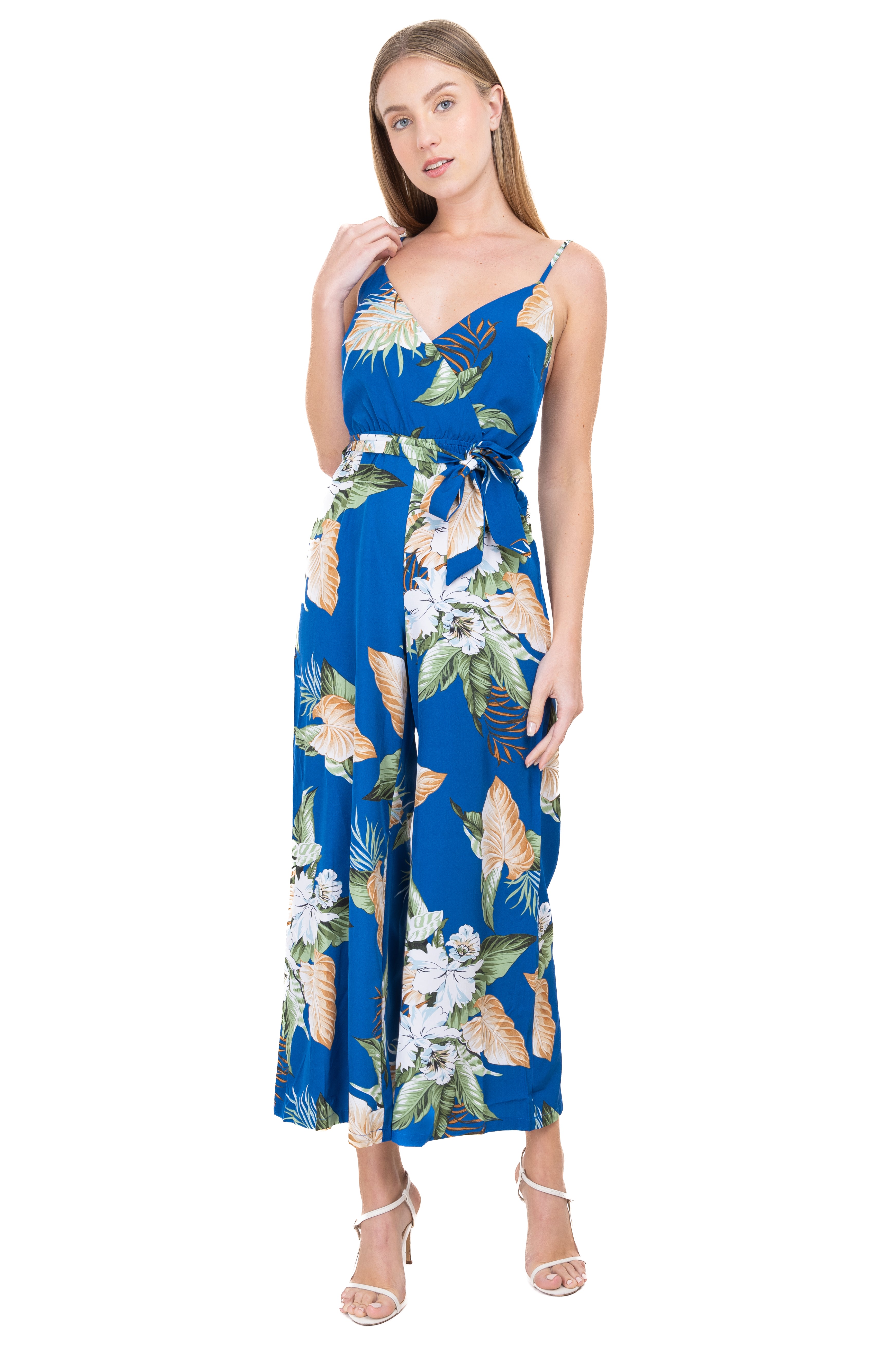 Jumpsuit hojas tropicales AZUL COMBO