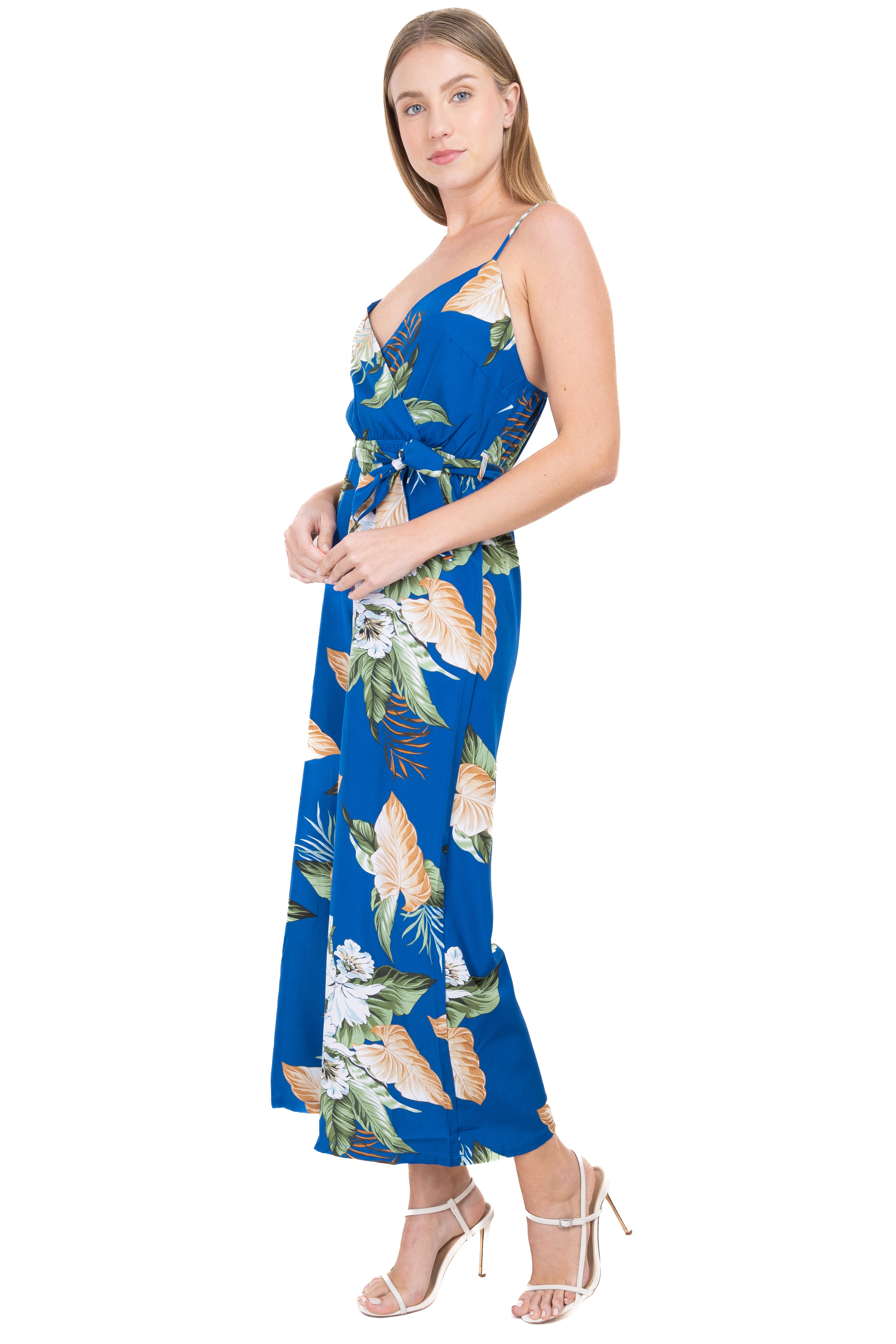 Jumpsuit hojas tropicales AZUL COMBO