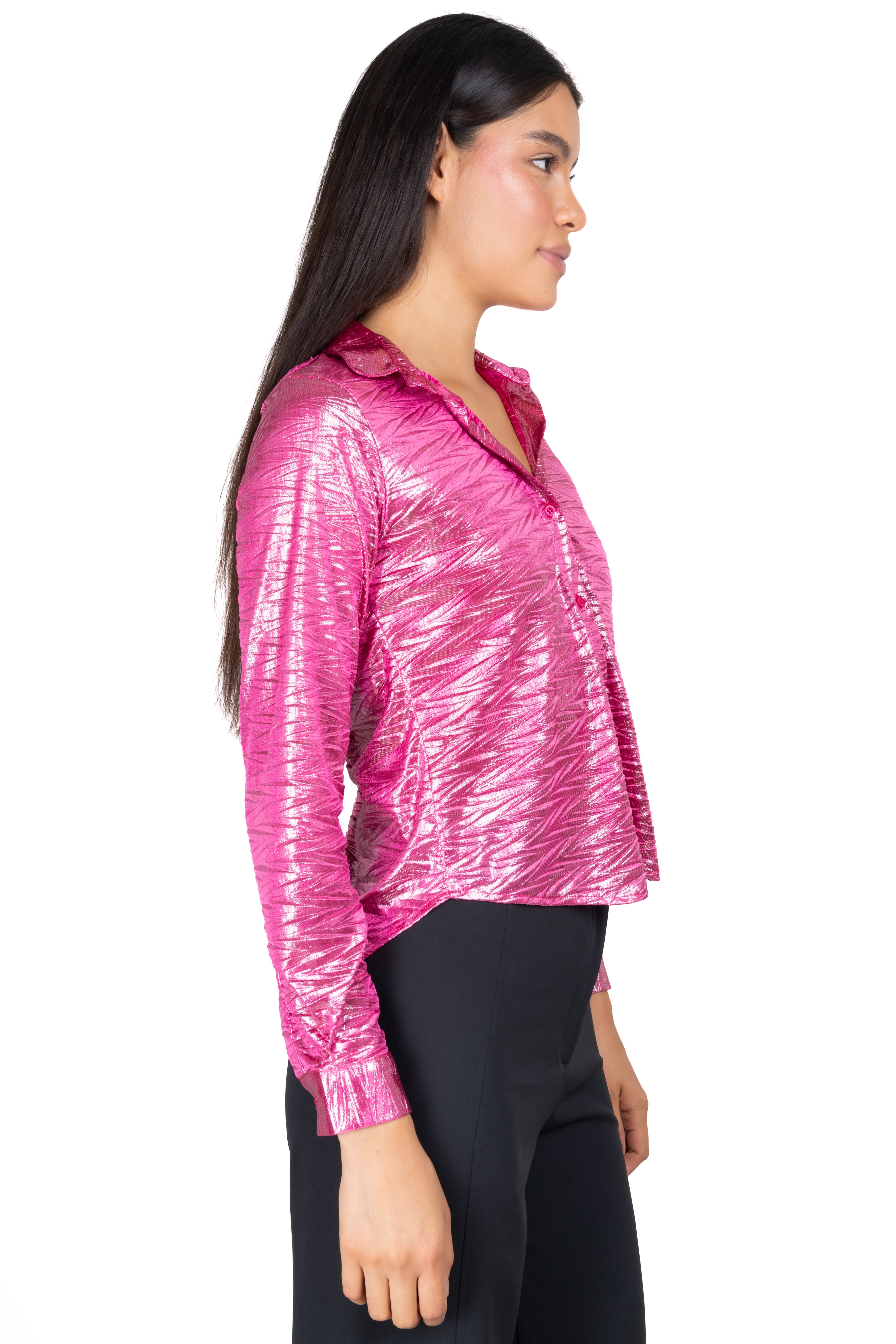 Camisa metálica textura zig zag FIUSHA