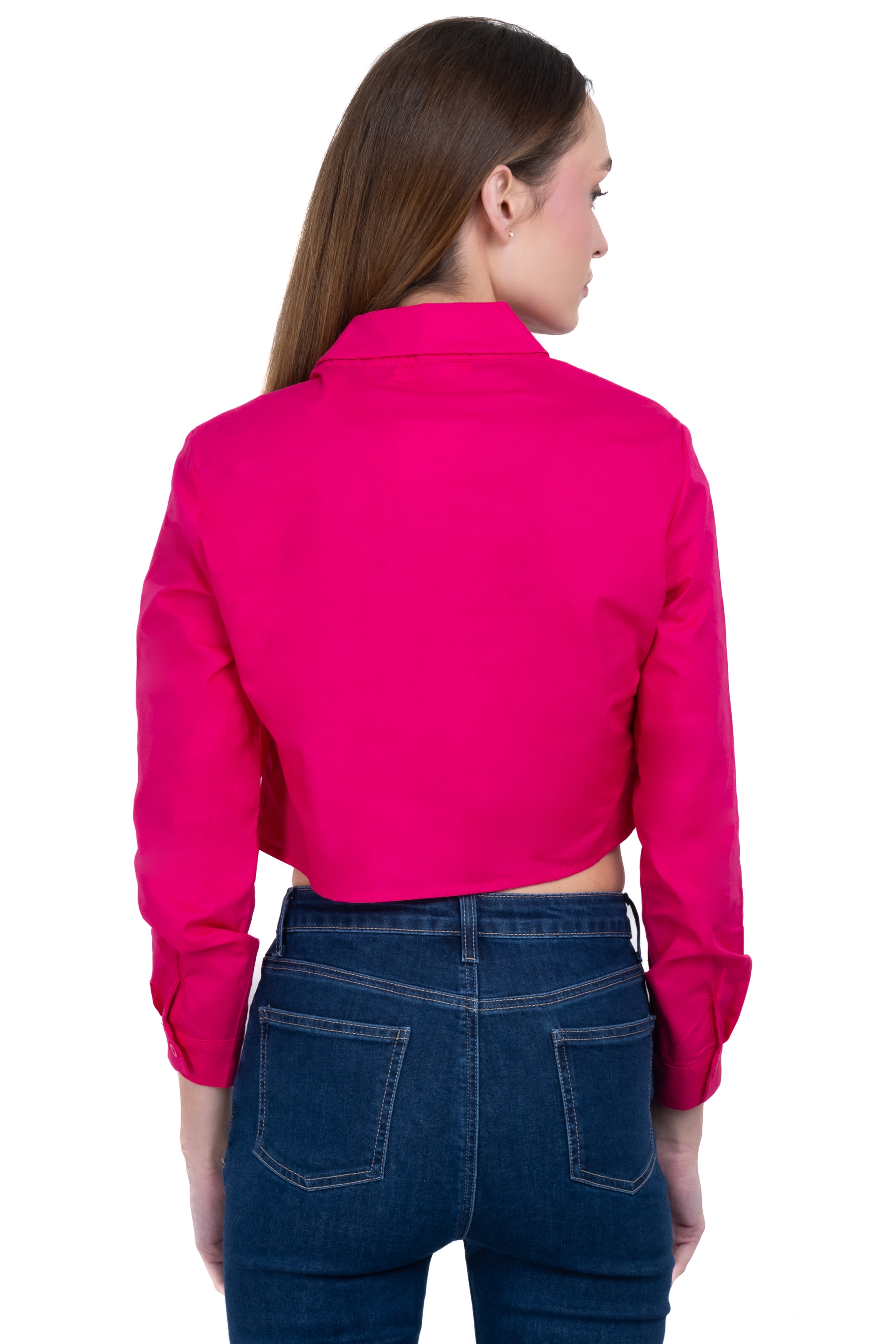 CROP shirt long sleeve Bright pink