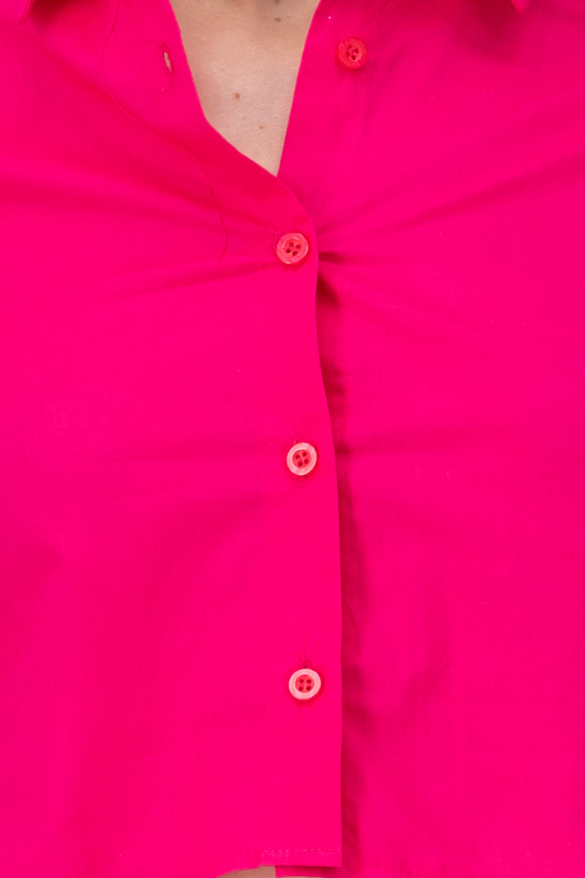 CROP shirt long sleeve Bright pink