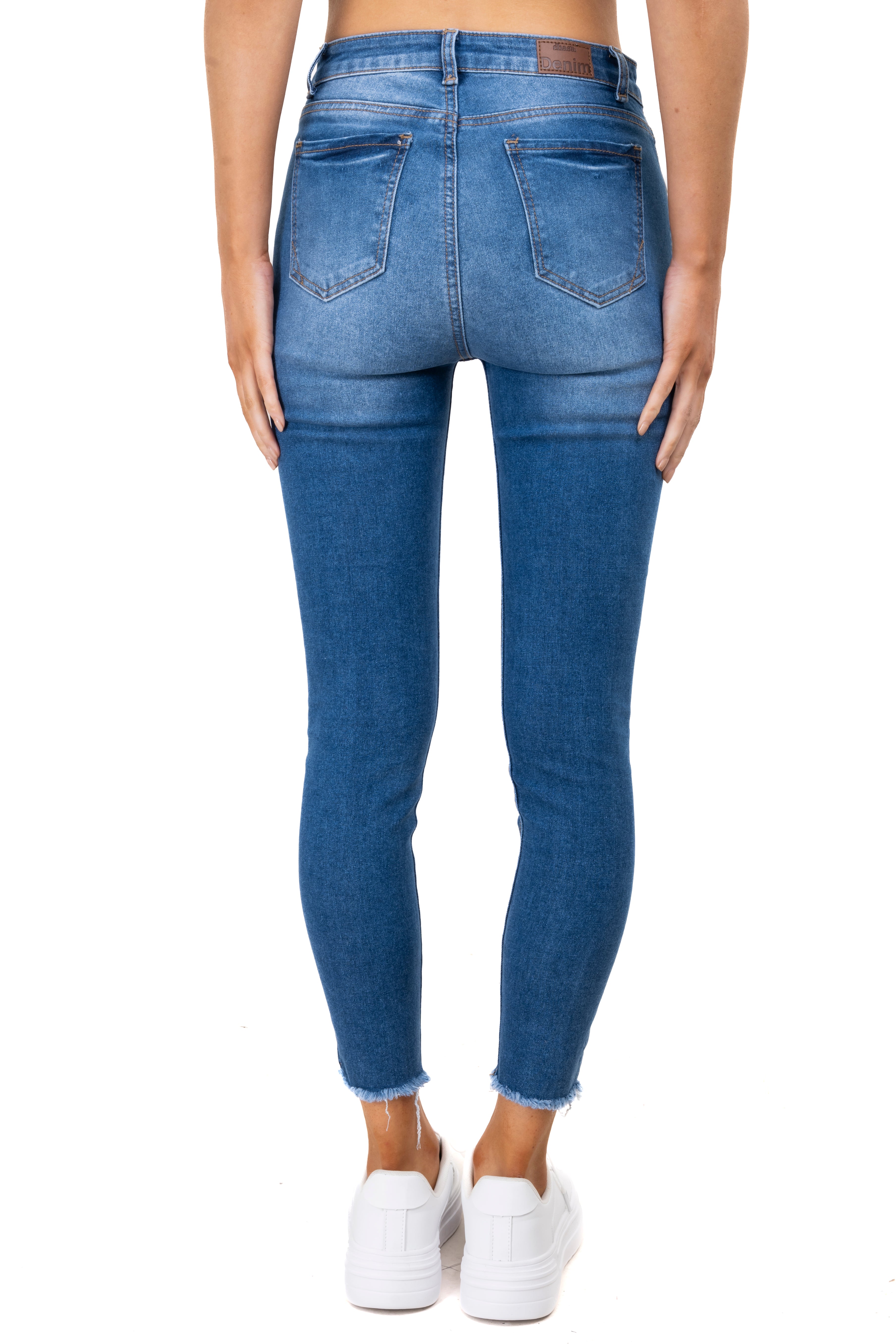 Jeans skinny desgaste tobillo MEDIUM WASH