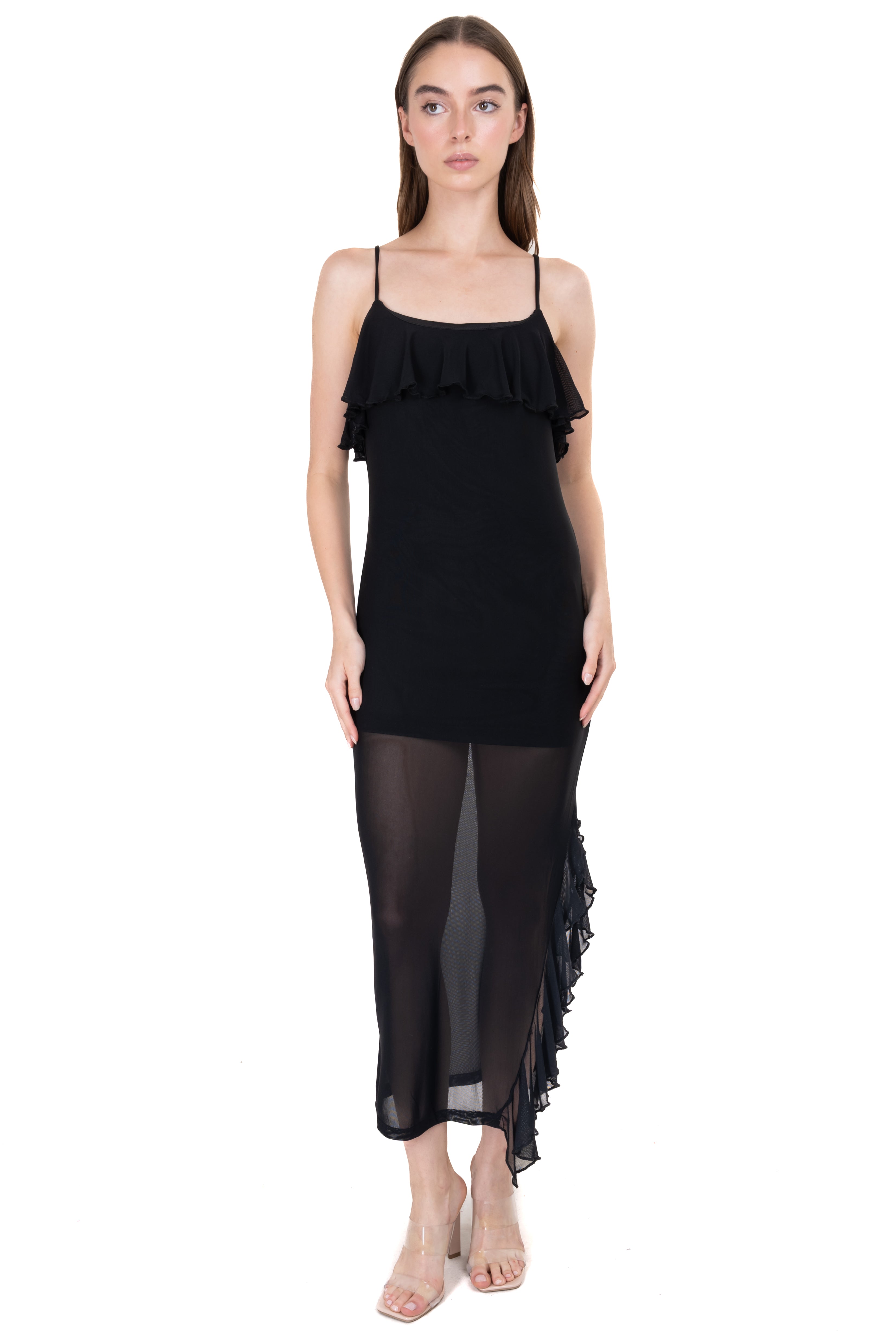 Maxi Mesh Olán dress BLACK