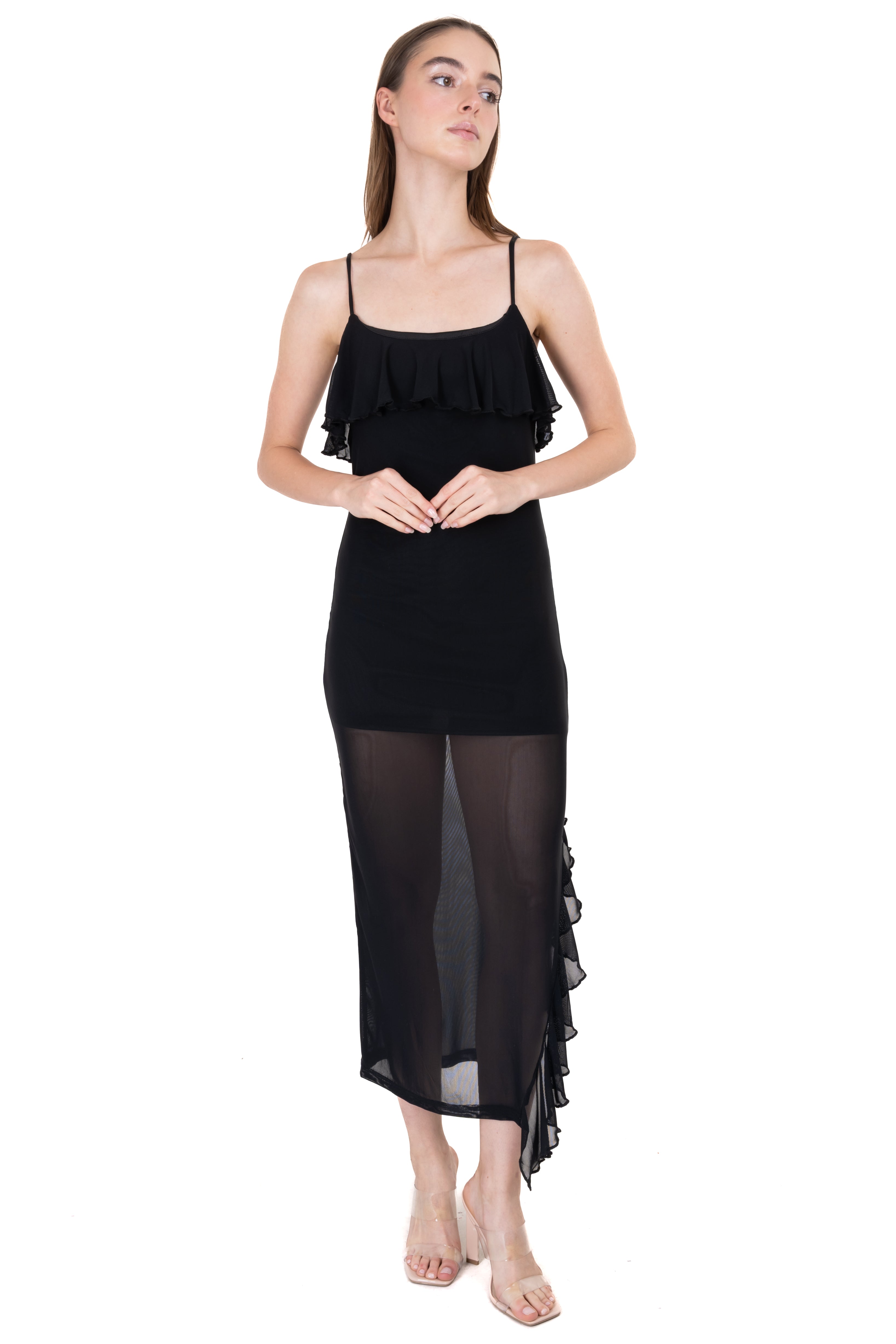 Maxi Mesh Olán dress BLACK