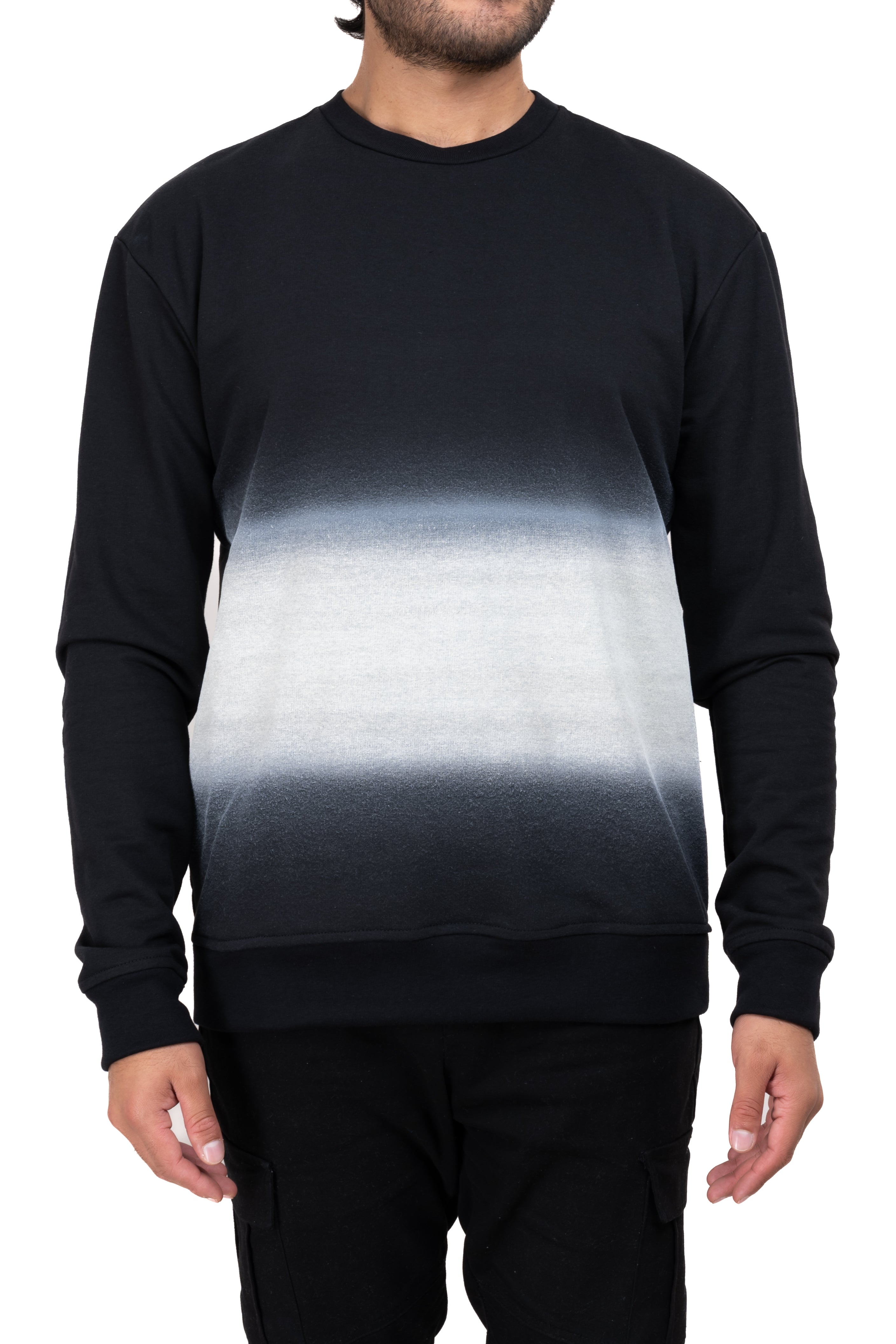 Long -sleeved degraded sweatshirt Black Combo