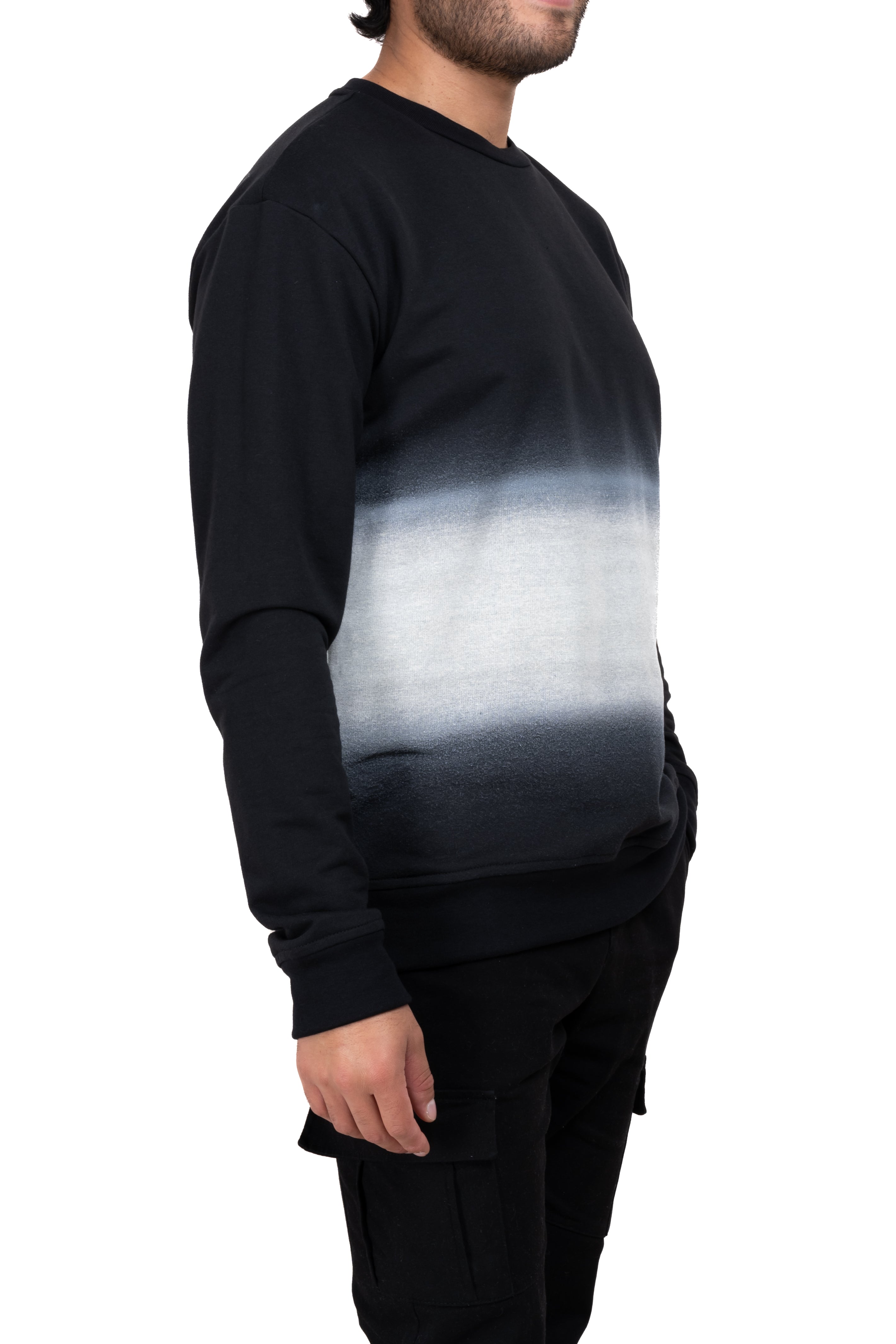 Long -sleeved degraded sweatshirt Black Combo