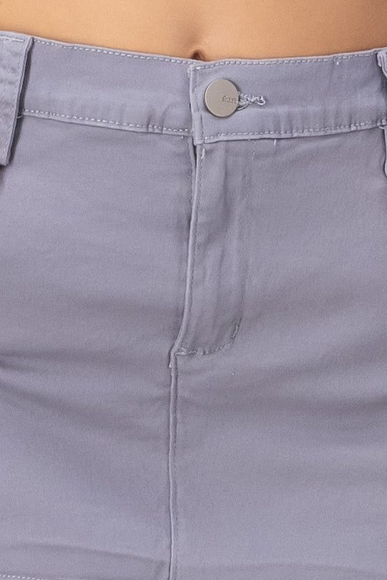 Short skirt Pocket pockets Light gray