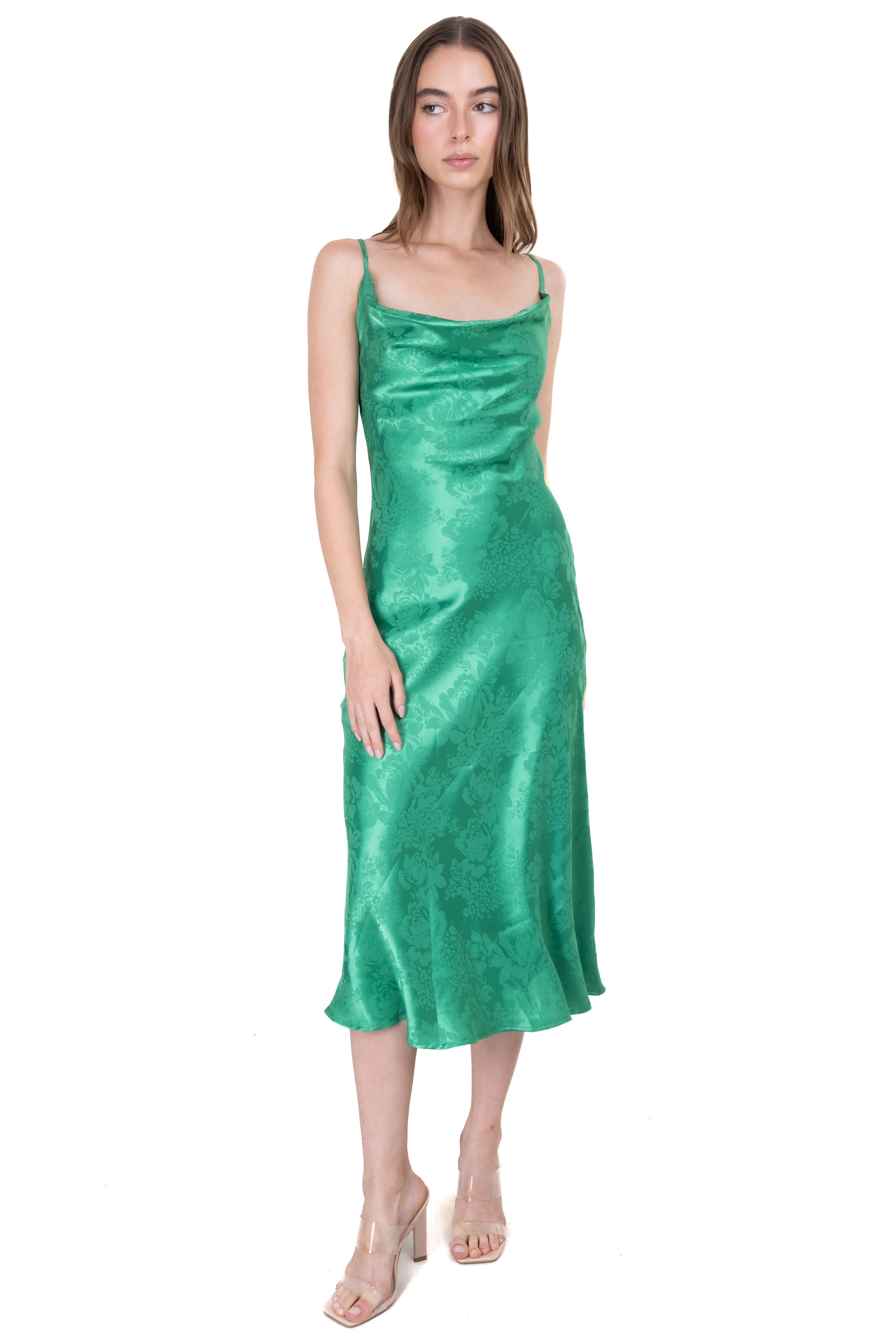 MIDI CASCADA CASCADA MIDI DRESS GREEN