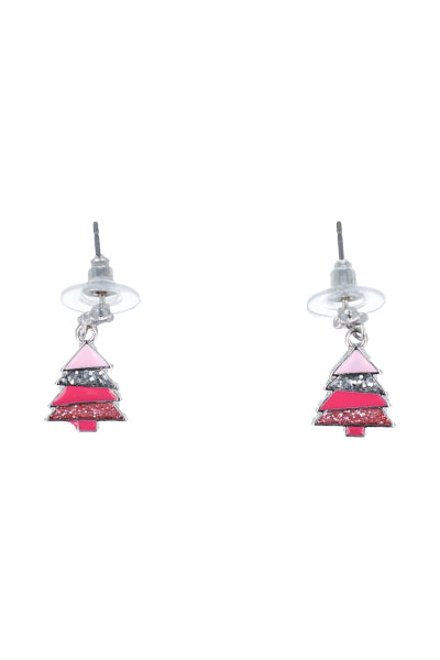 Christmas tree earrings color PINK