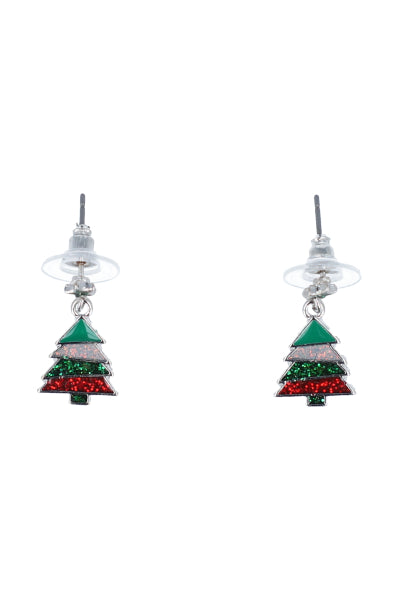 Christmas tree earrings color GREEN