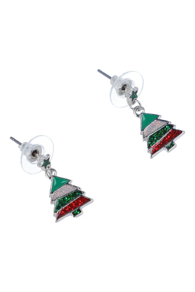 Christmas tree earrings color GREEN