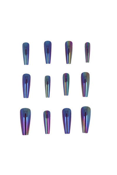 Set 12 uñas adheribles tornasol MORADO