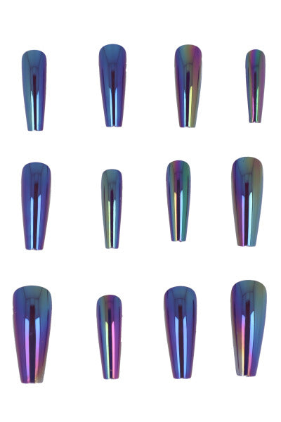 Set 12 uñas adheribles tornasol MORADO