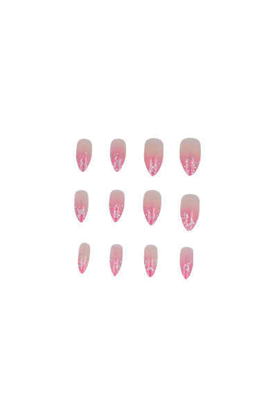 Set 12 uñas adheribles glitter PALO DE ROSA