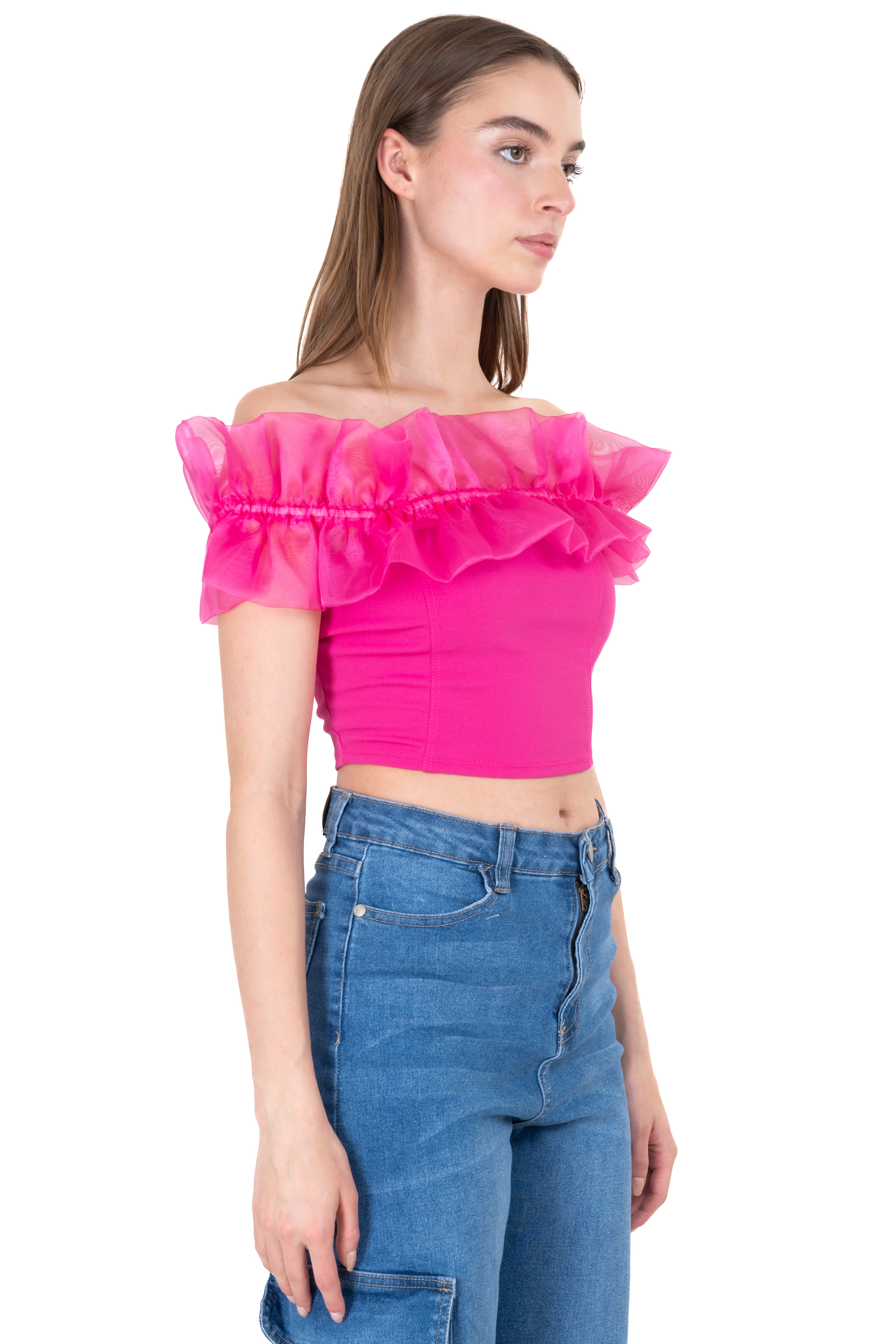 TOP STRAPLES Organza Escote Fiusha