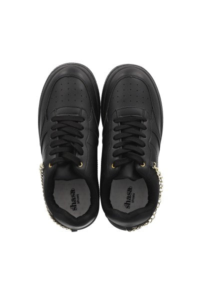 TENIS CASUAL PLATAFORMA CADENA NEGRO