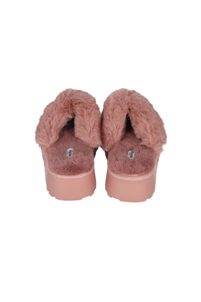 Pantuflas Sherpa Peluche Plataforma PALO DE ROSA