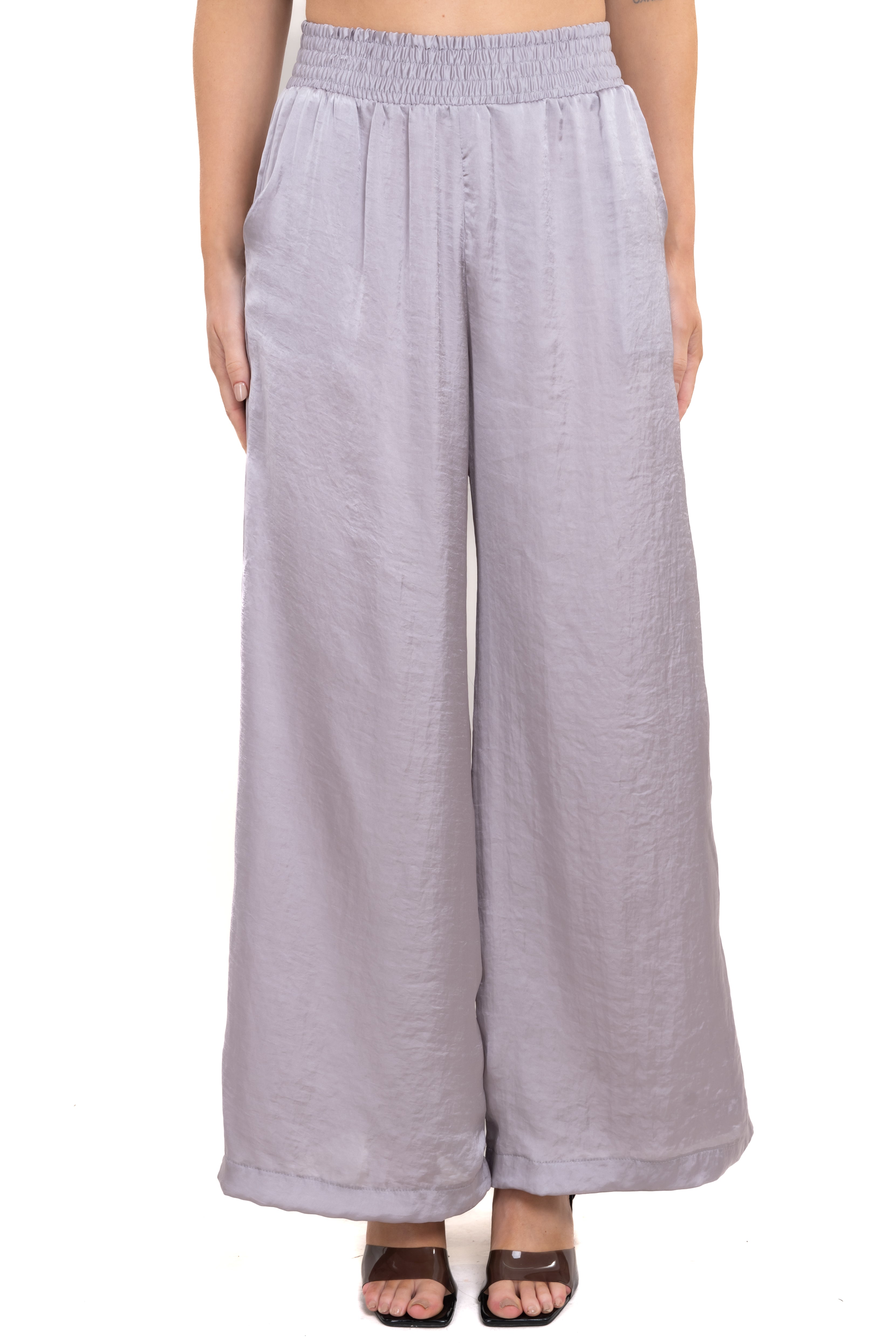 Broad elastic waist pants GREY