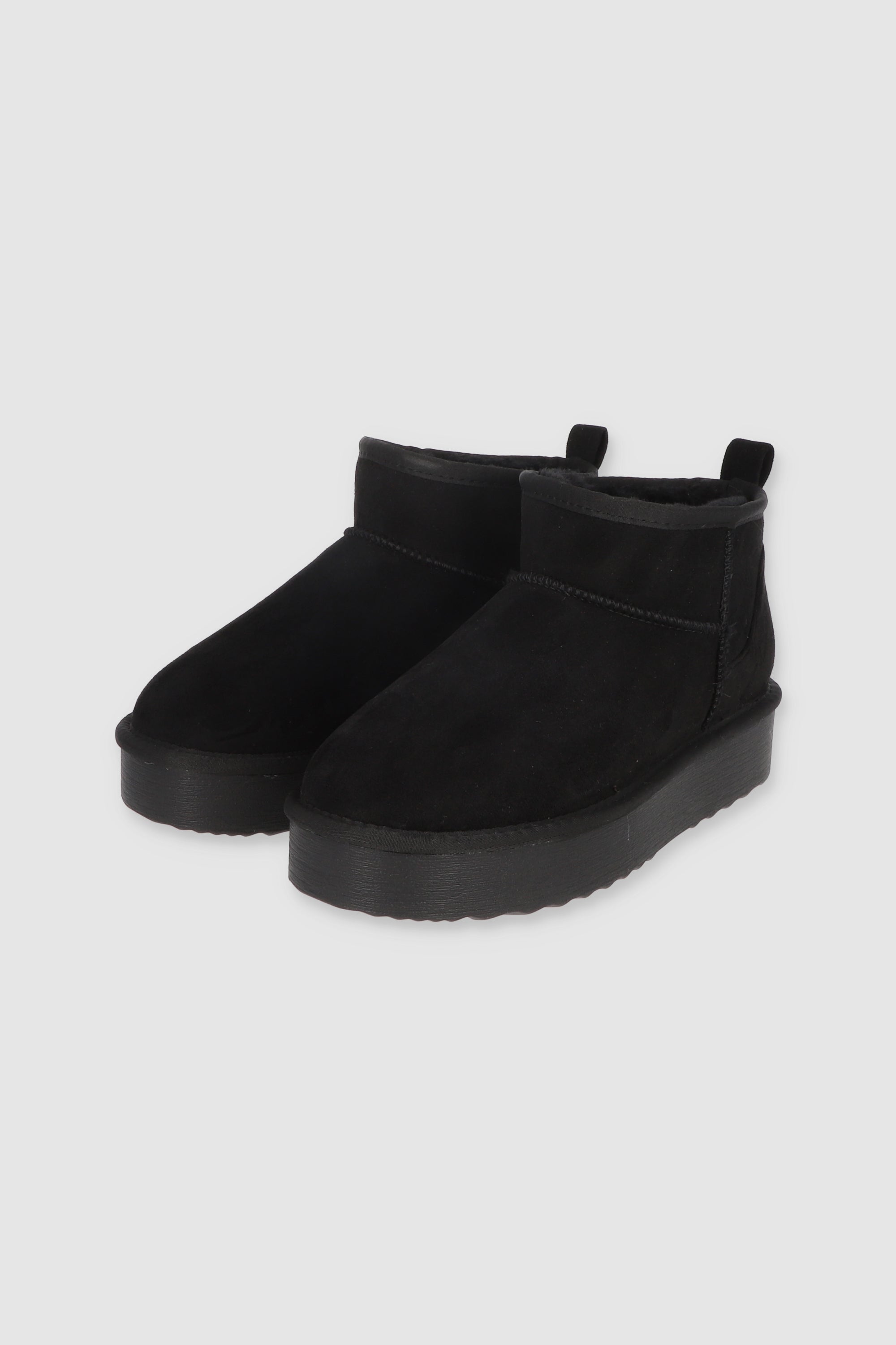 Smooth boots stuffed lining BLACK