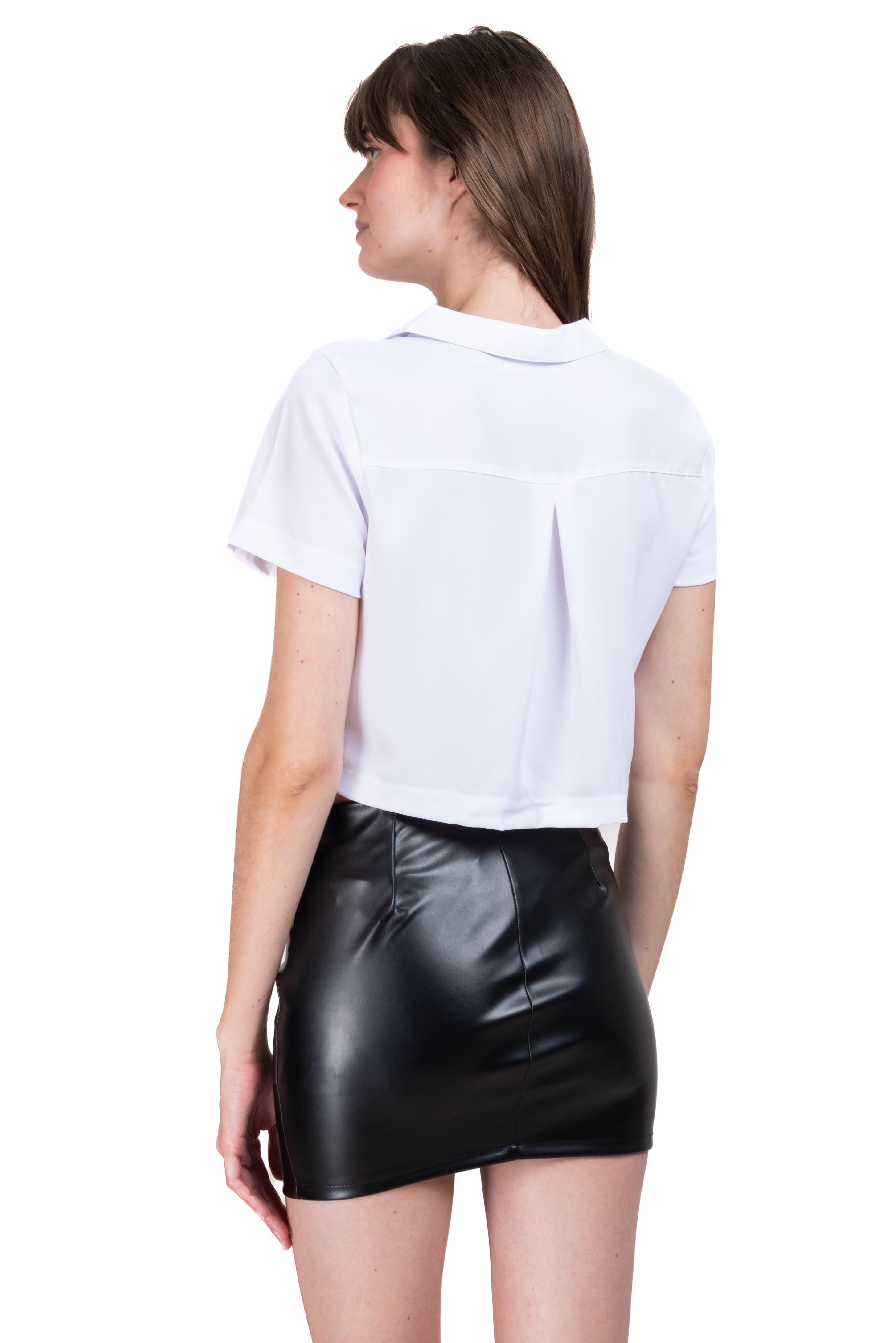 Camisa Crop Amplia Manga Corta BLANCO