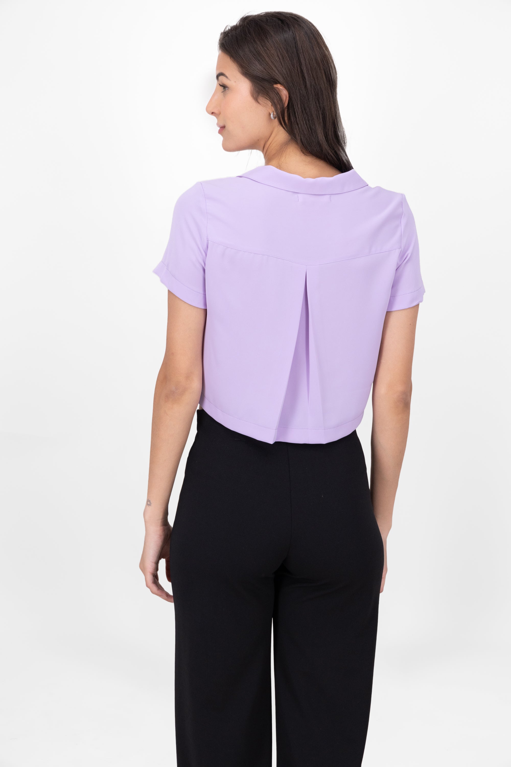 Camisa Crop Amplia Manga Corta LILA