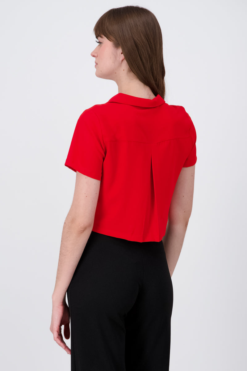 Camisa Crop Amplia Manga Corta ROJO