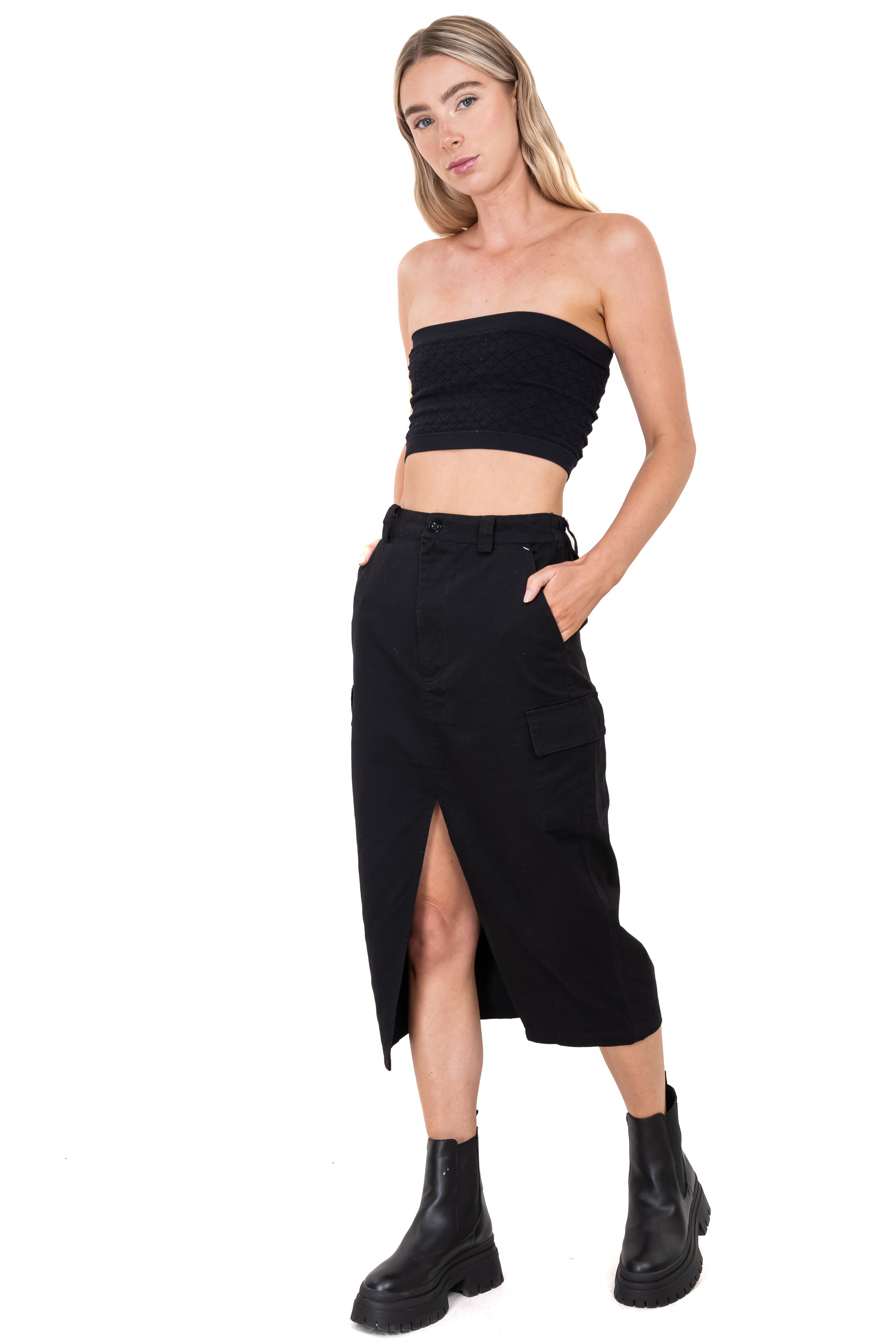 Maxi skirt Bags Cargo BLACK