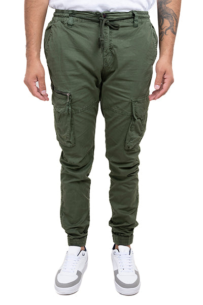 Jogger bolsos cargo gabardina OLIVO