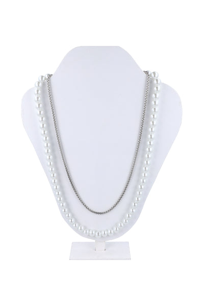 Set cadena perlas PLATA COMBO